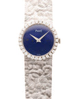 Piaget Ladies White Gold Lapis Diamond Bracelet Watch