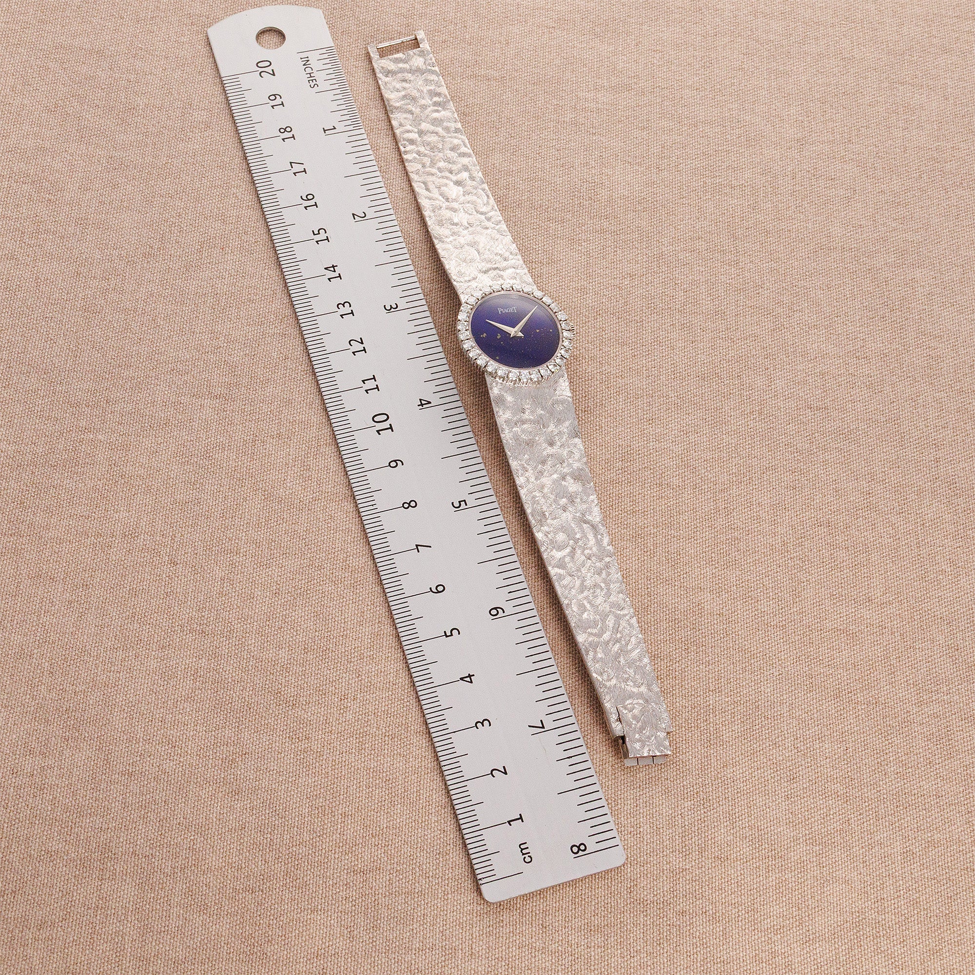 Piaget Ladies White Gold Lapis Diamond Bracelet Watch