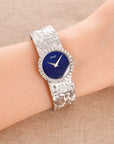 Piaget Ladies White Gold Lapis Diamond Bracelet Watch