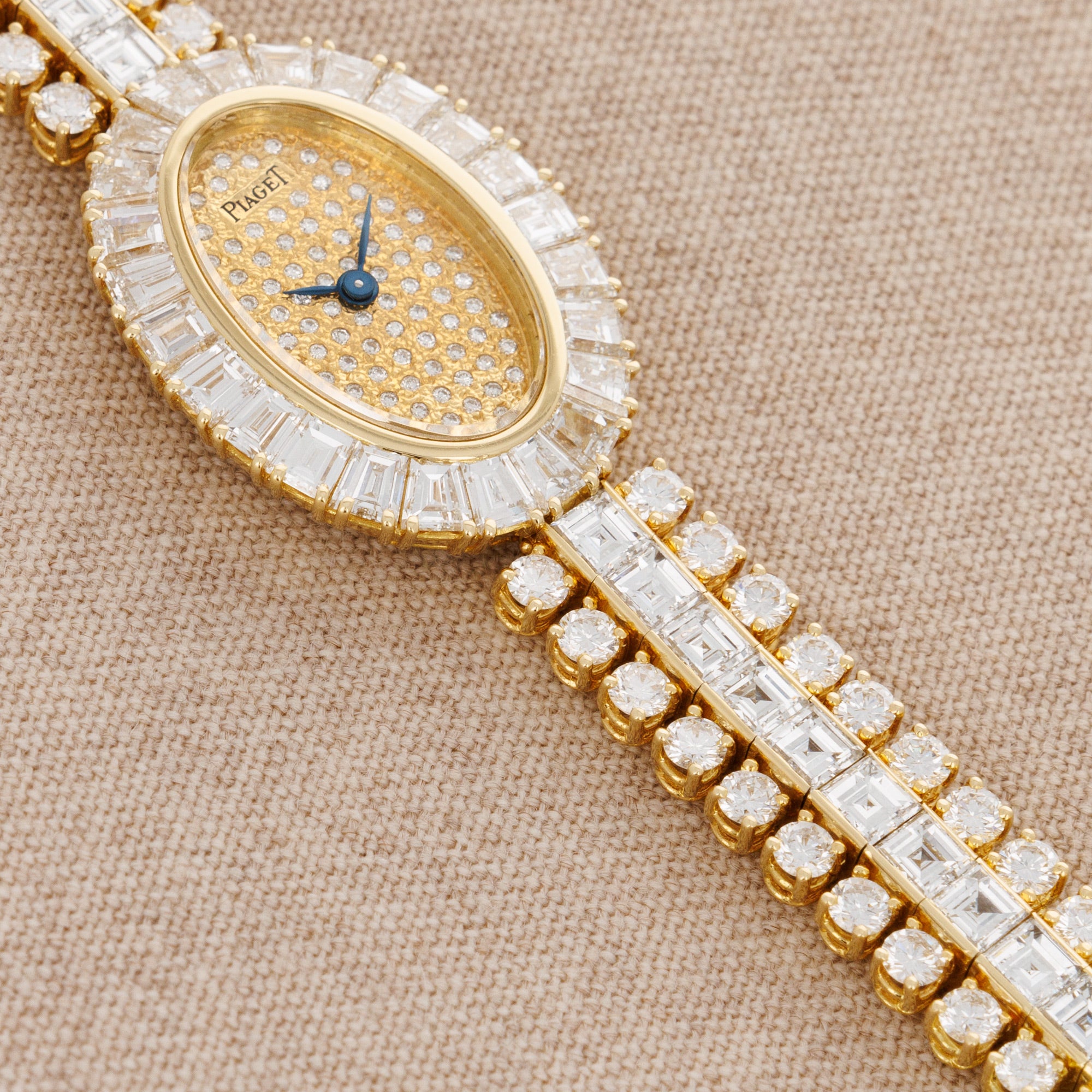 Piaget - Piaget Yellow Gold Baguette Bezel with Pave Dial and Diamonds Bracelet - The Keystone Watches