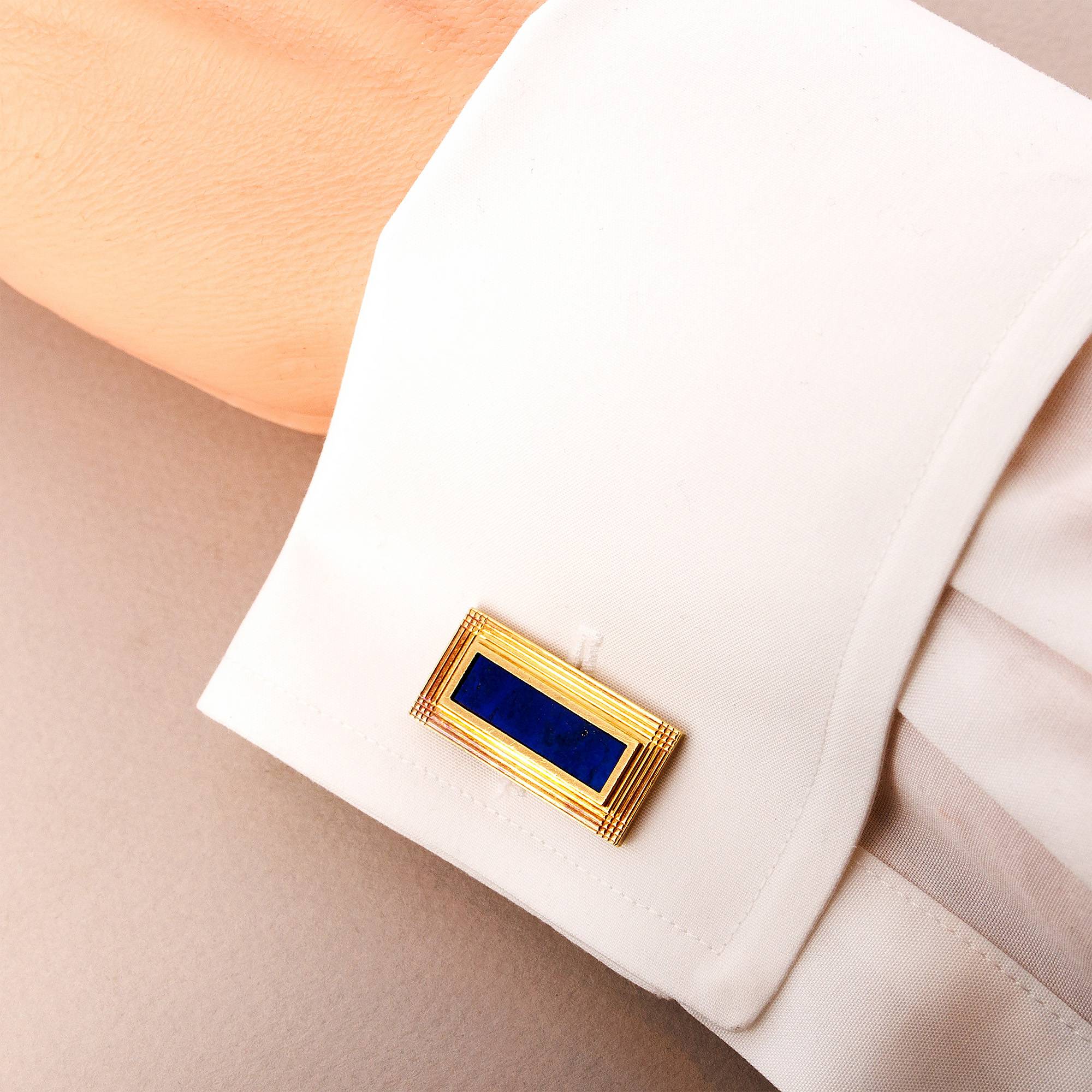 Patek Philippe 18K Yellow Gold Lapis Cufflinks, 1960s (Objet)