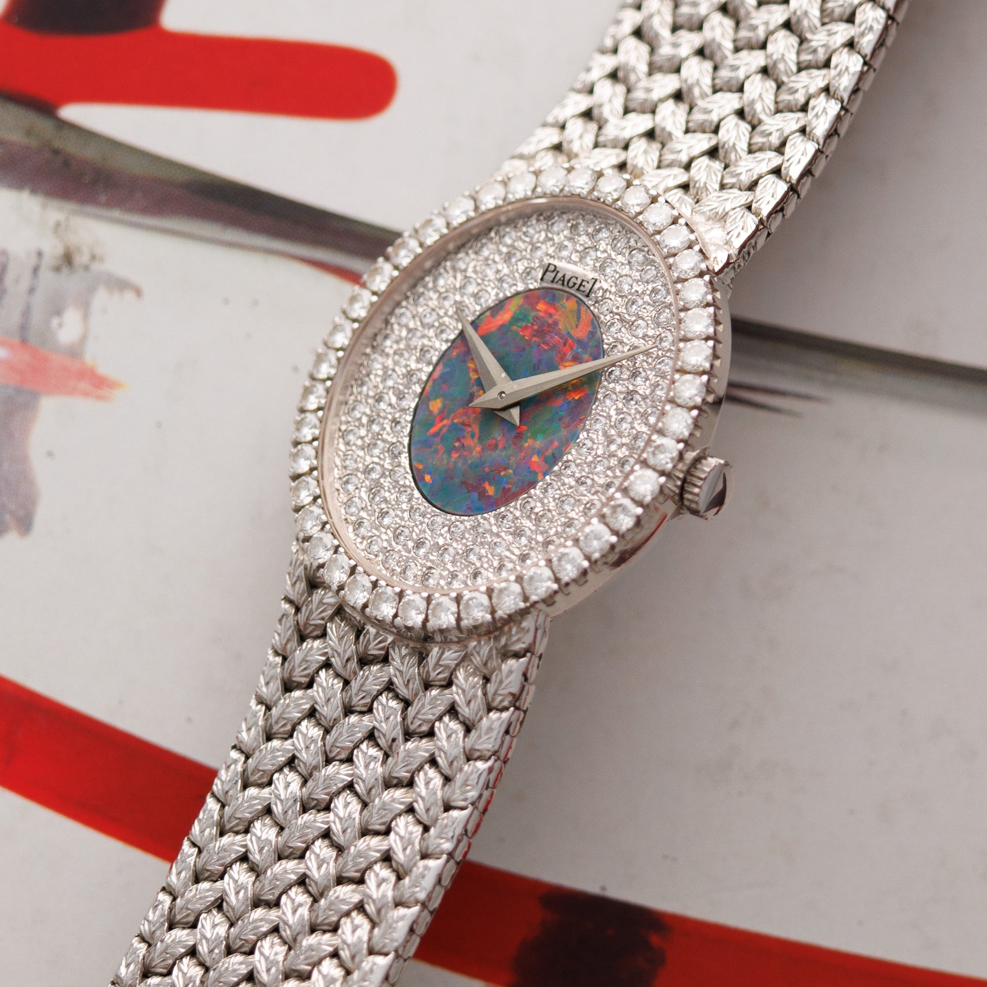 Piaget White Gold Watch with Diamond and Opal Dial Ref. 9826