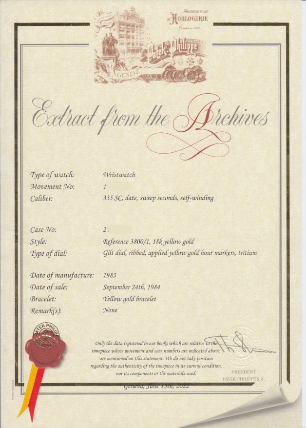 Patek Philippe - Patek Philippe Yellow Gold Nautilus Watch Ref. 3800 - The Keystone Watches