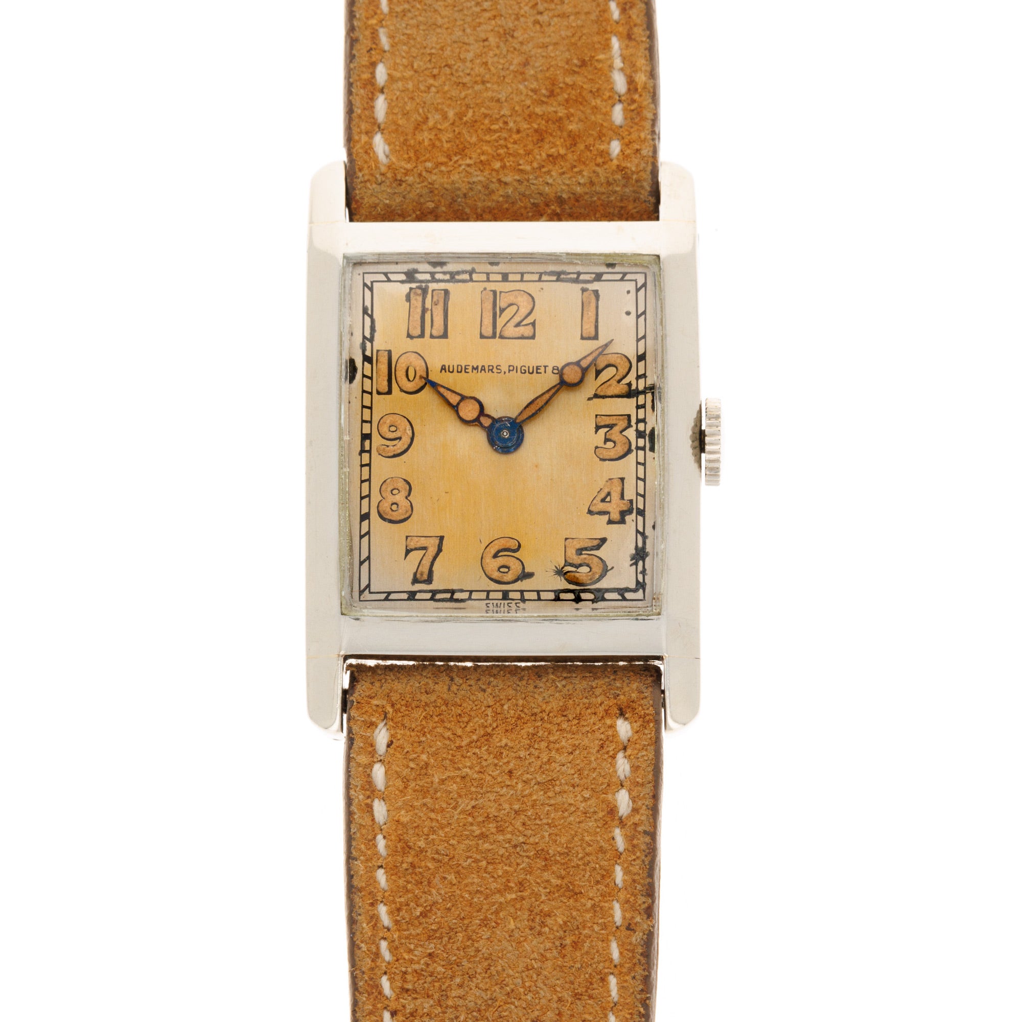 Audemars Piguet - Audemars Piguet White Gold Tank Watch with Luminous Arabic Numerals - The Keystone Watches
