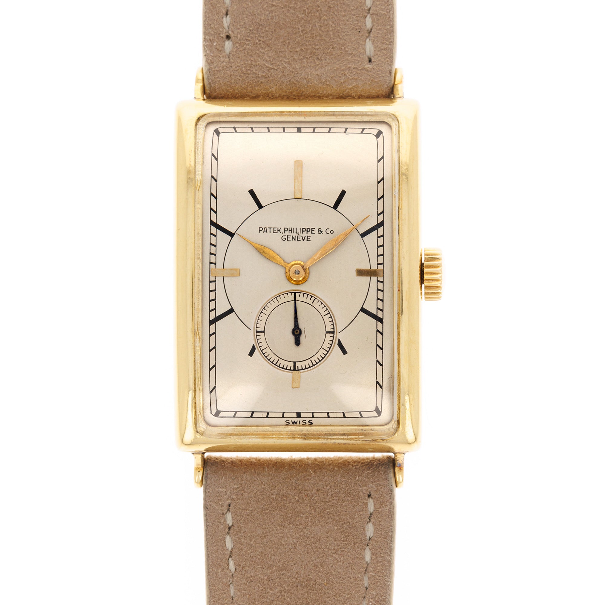 Patek Philippe - Patek Philippe Yellow Gold Rectangular Watch Ref. 10 with Remarkable Engraving Details - The Keystone Watches