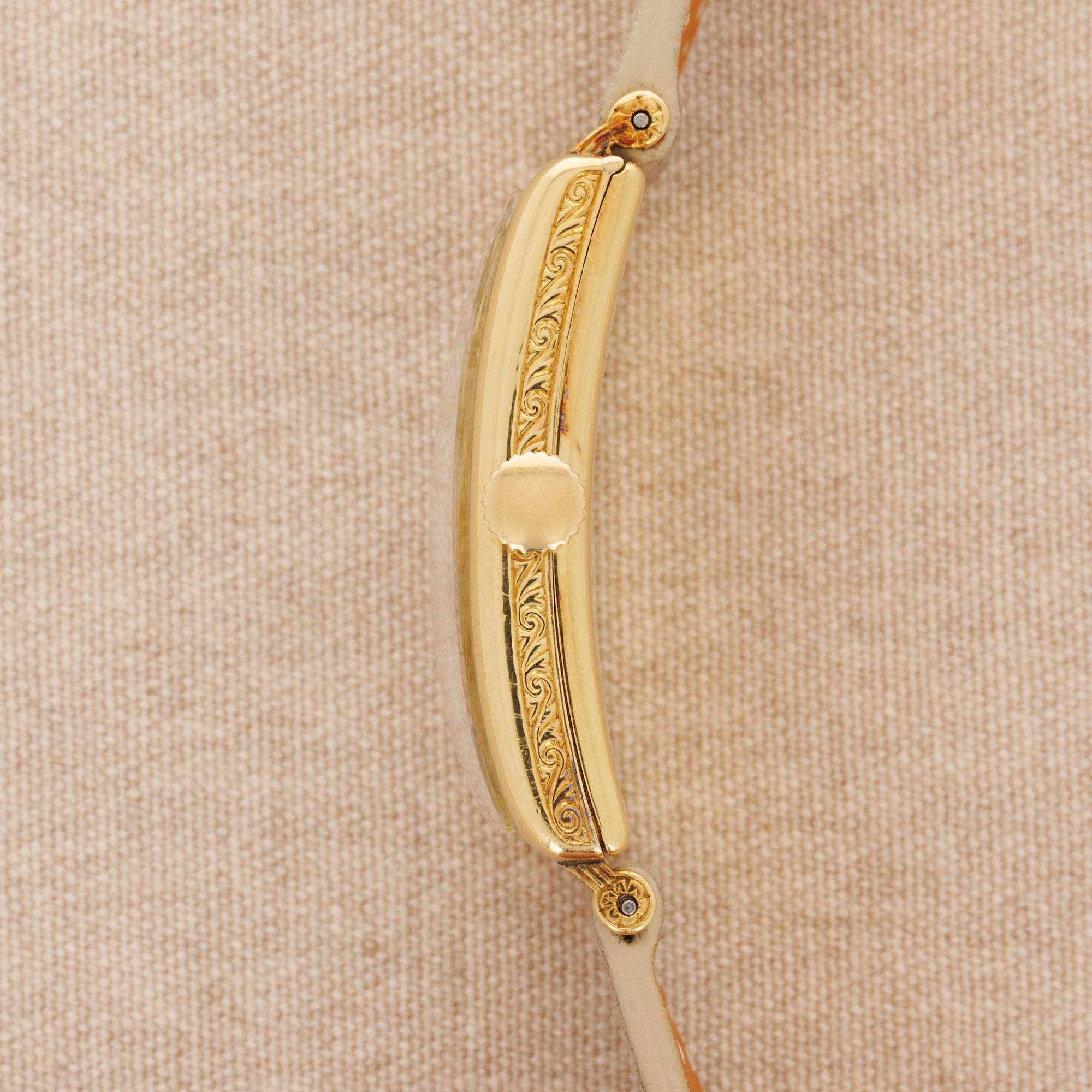 Patek Philippe - Patek Philippe Yellow Gold Rectangular Watch Ref. 10 with Remarkable Engraving Details - The Keystone Watches