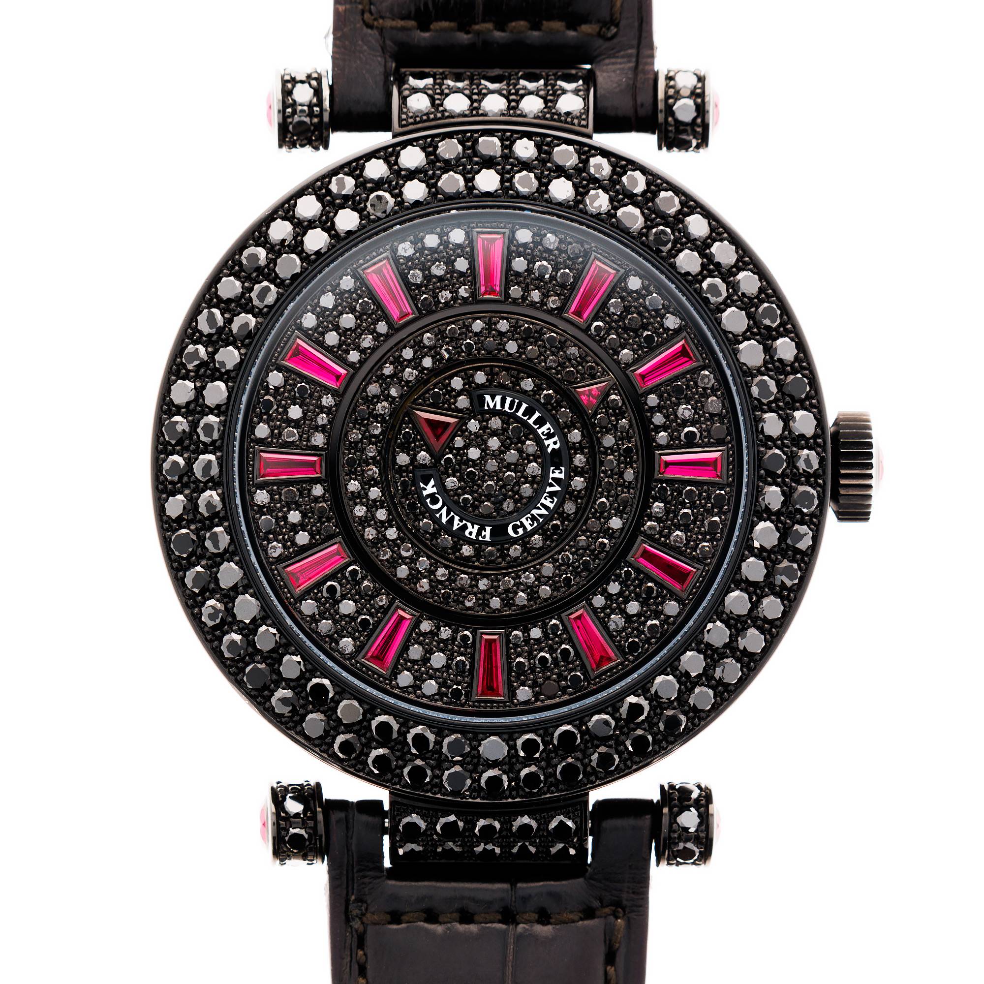 Franck Muller - Franck Muller White Gold Double Mystery with Black Diamonds and Sapphires - The Keystone Watches