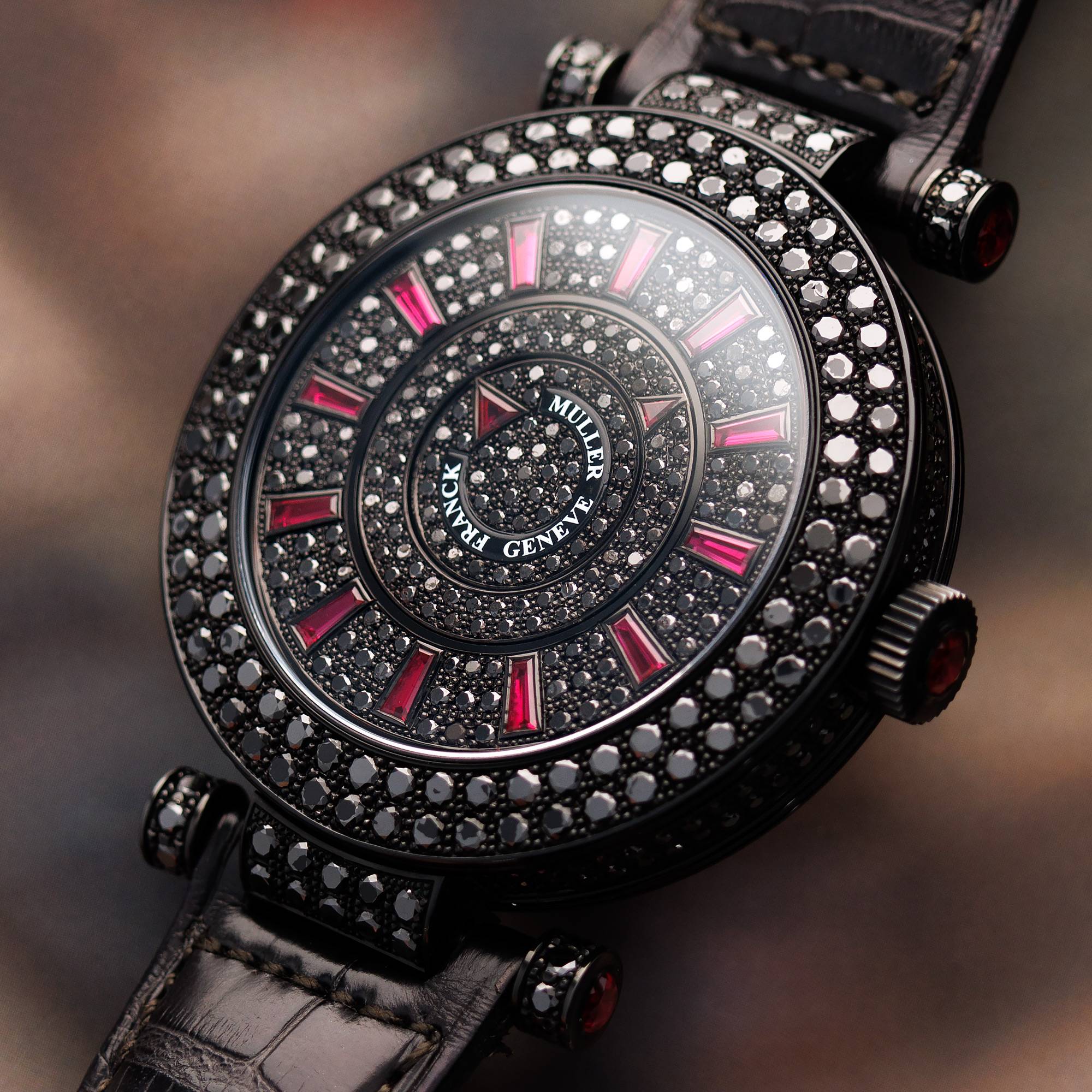 Franck Muller - Franck Muller White Gold Double Mystery with Black Diamonds and Sapphires - The Keystone Watches