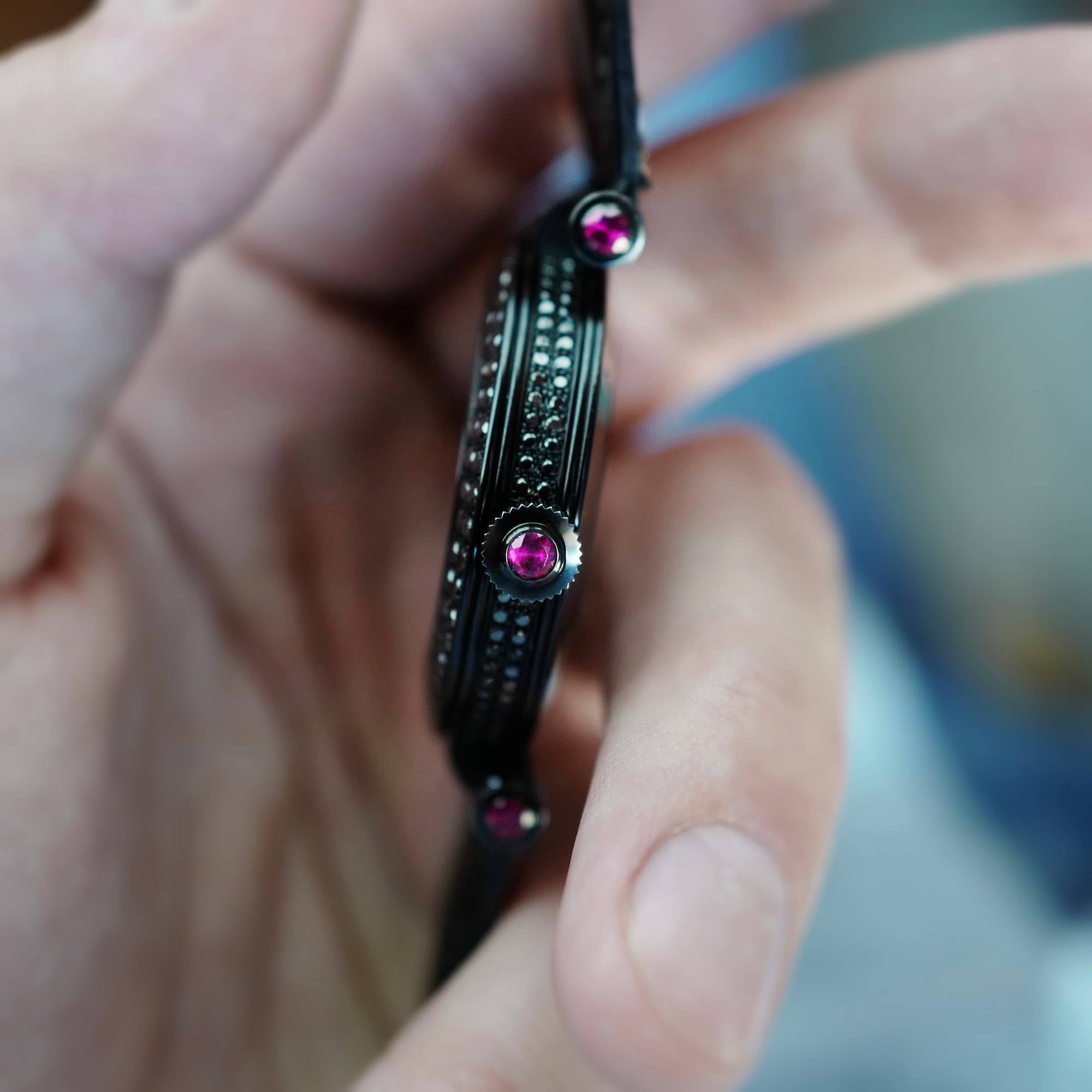 Franck Muller - Franck Muller White Gold Double Mystery with Black Diamonds and Sapphires - The Keystone Watches