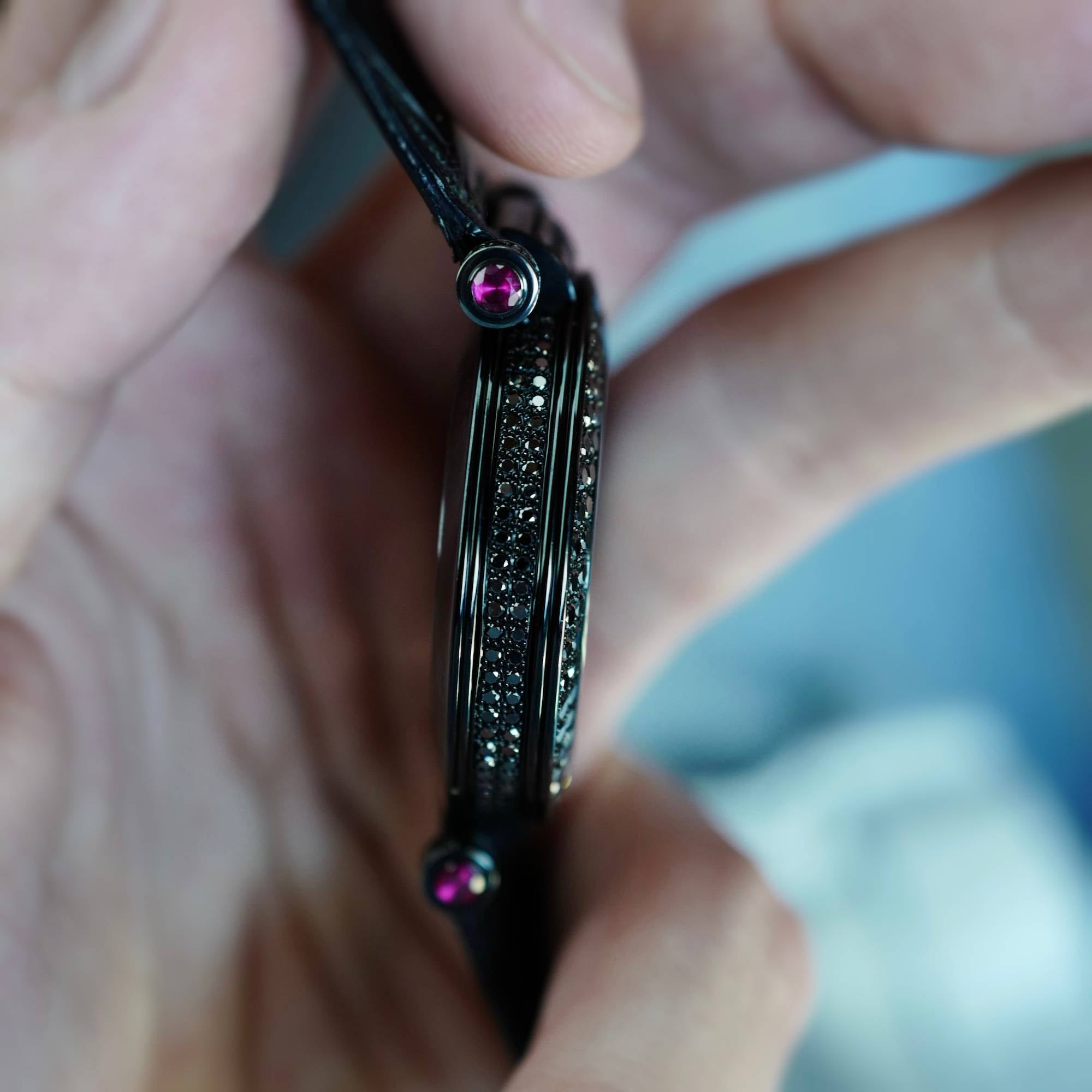 Franck Muller - Franck Muller White Gold Double Mystery with Black Diamonds and Sapphires - The Keystone Watches