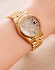 Rolex Yellow Gold Day-Date Ref. 18238 with Pave Diamonds and Sapphire Markers