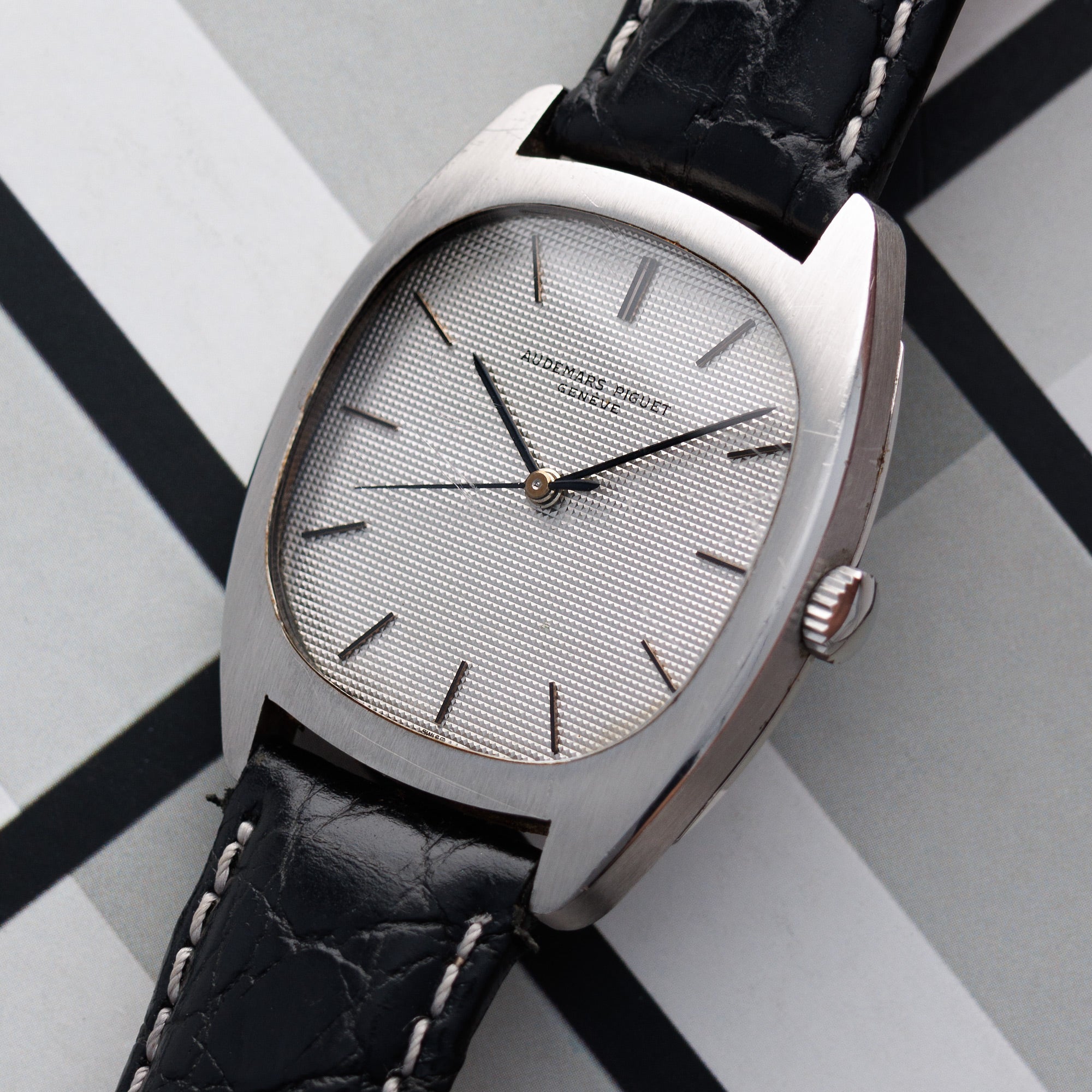 Audemars Piguet Steel Tonneau Watch Ref. 5369 with Hobnail Dial