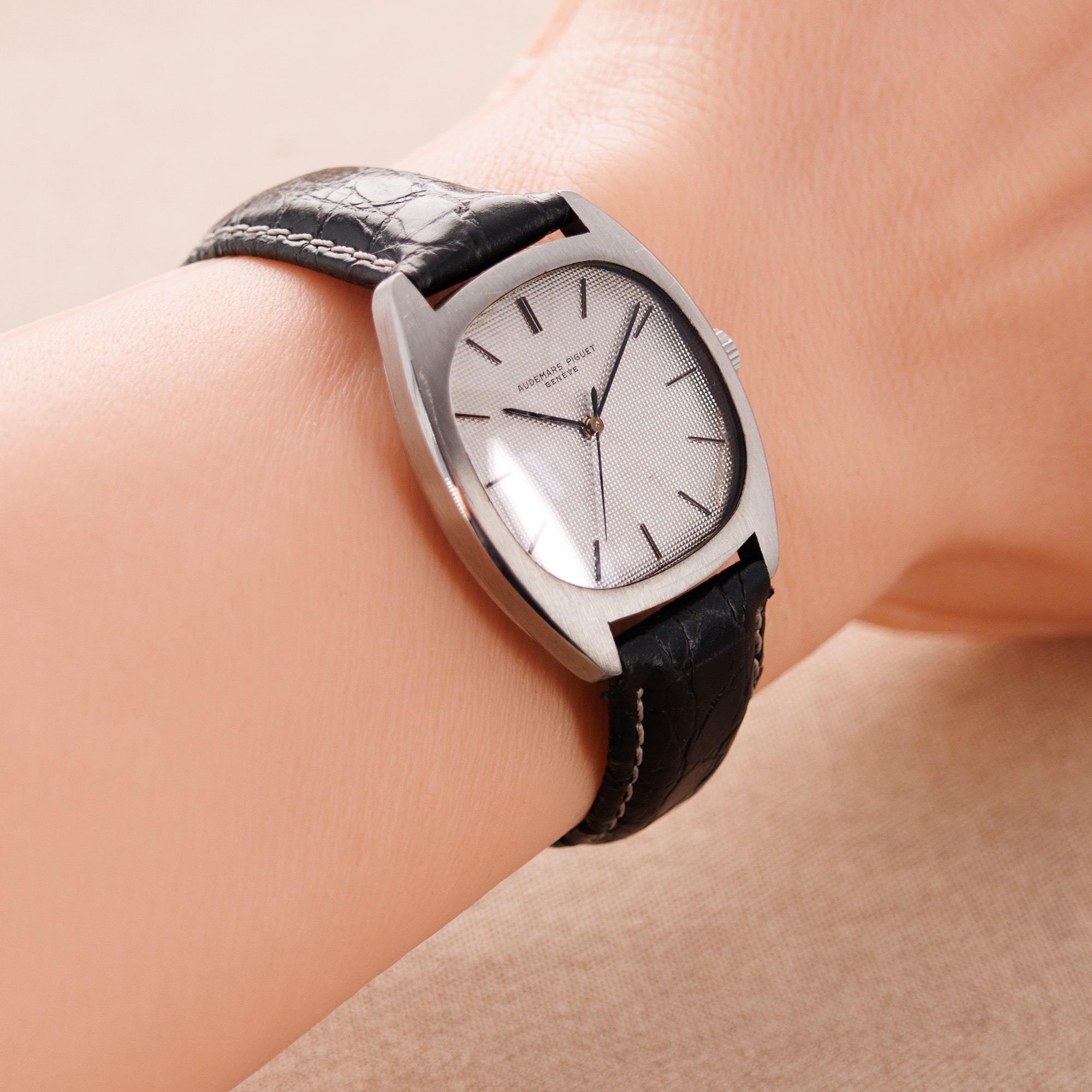 Audemars Piguet Steel Tonneau Watch Ref. 5369 with Hobnail Dial