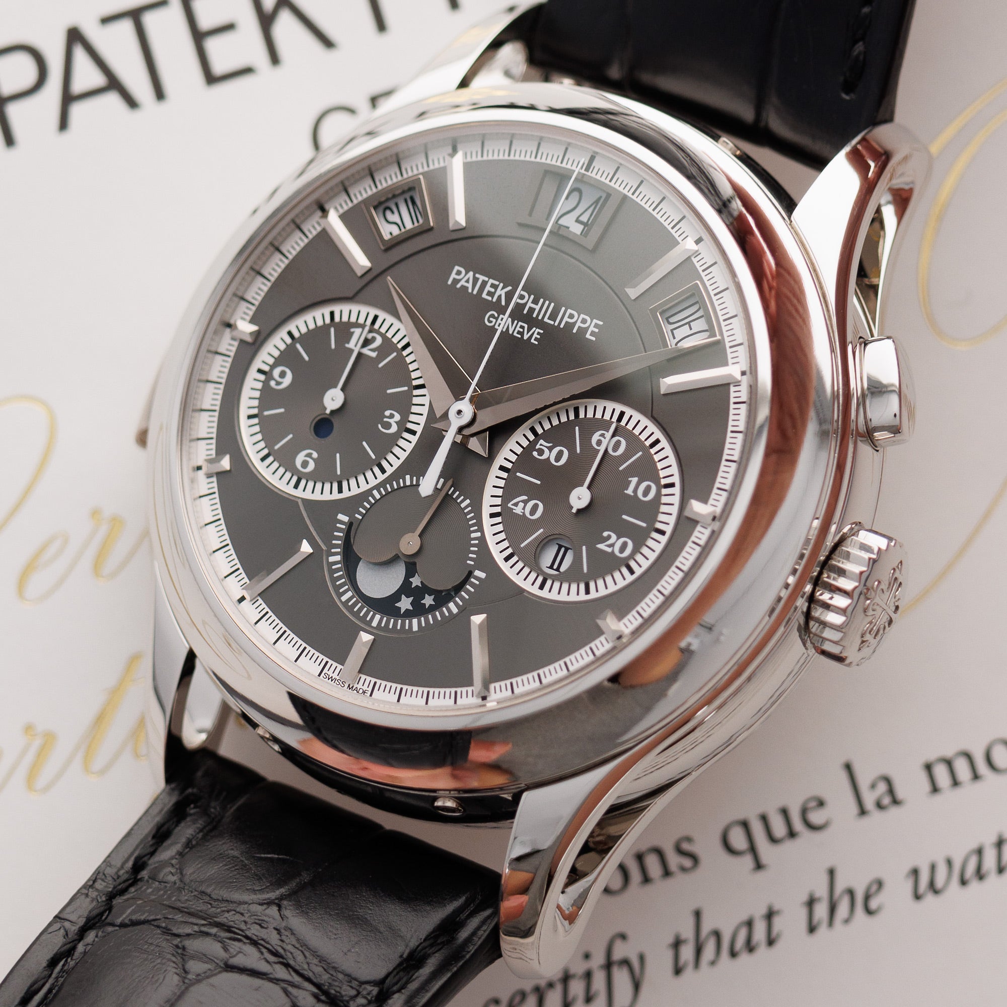 Patek Philippe - Patek Philippe Platinum Perpetual Calendar Minute Repeater Chronograph Ref. 5208 - The Keystone Watches