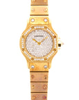 Cartier Yellow Gold Santos Round with Pave Diamond Dial