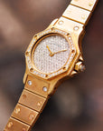 Cartier Yellow Gold Santos Round with Pave Diamond Dial