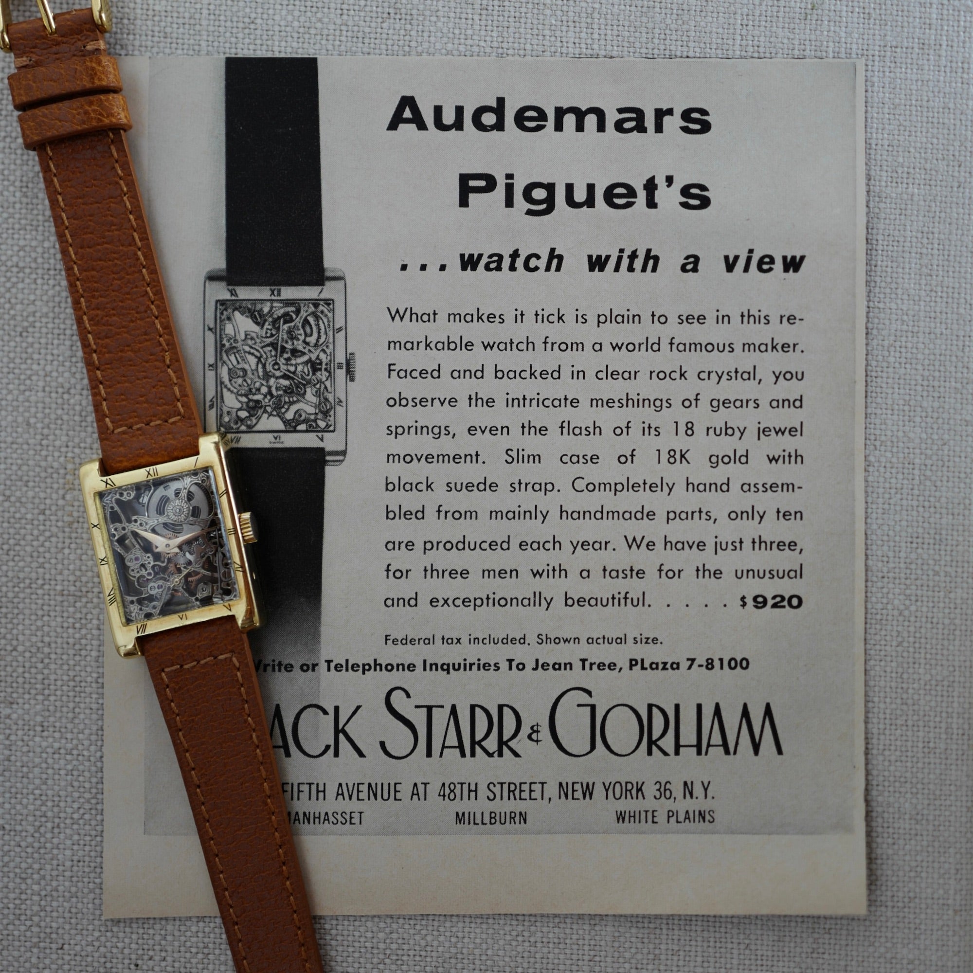 Audemars Piguet Yellow Gold Skeleton Watch, 1950s
