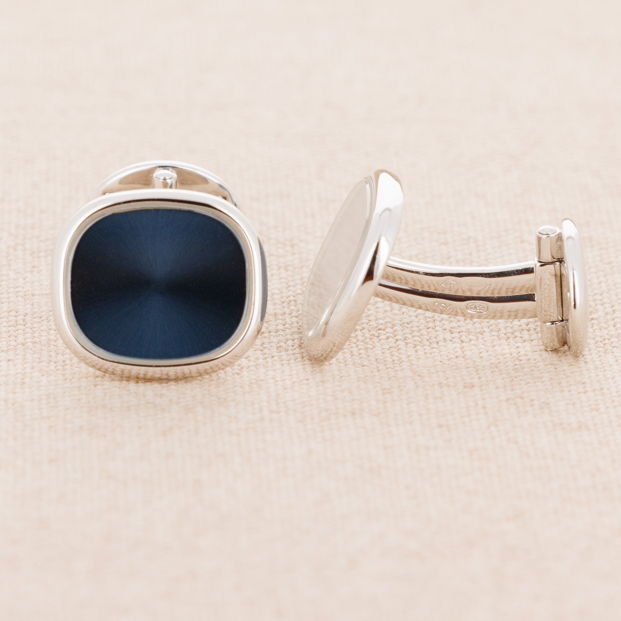 Patek Philippe White Gold and Blue Ellipse Cufflinks