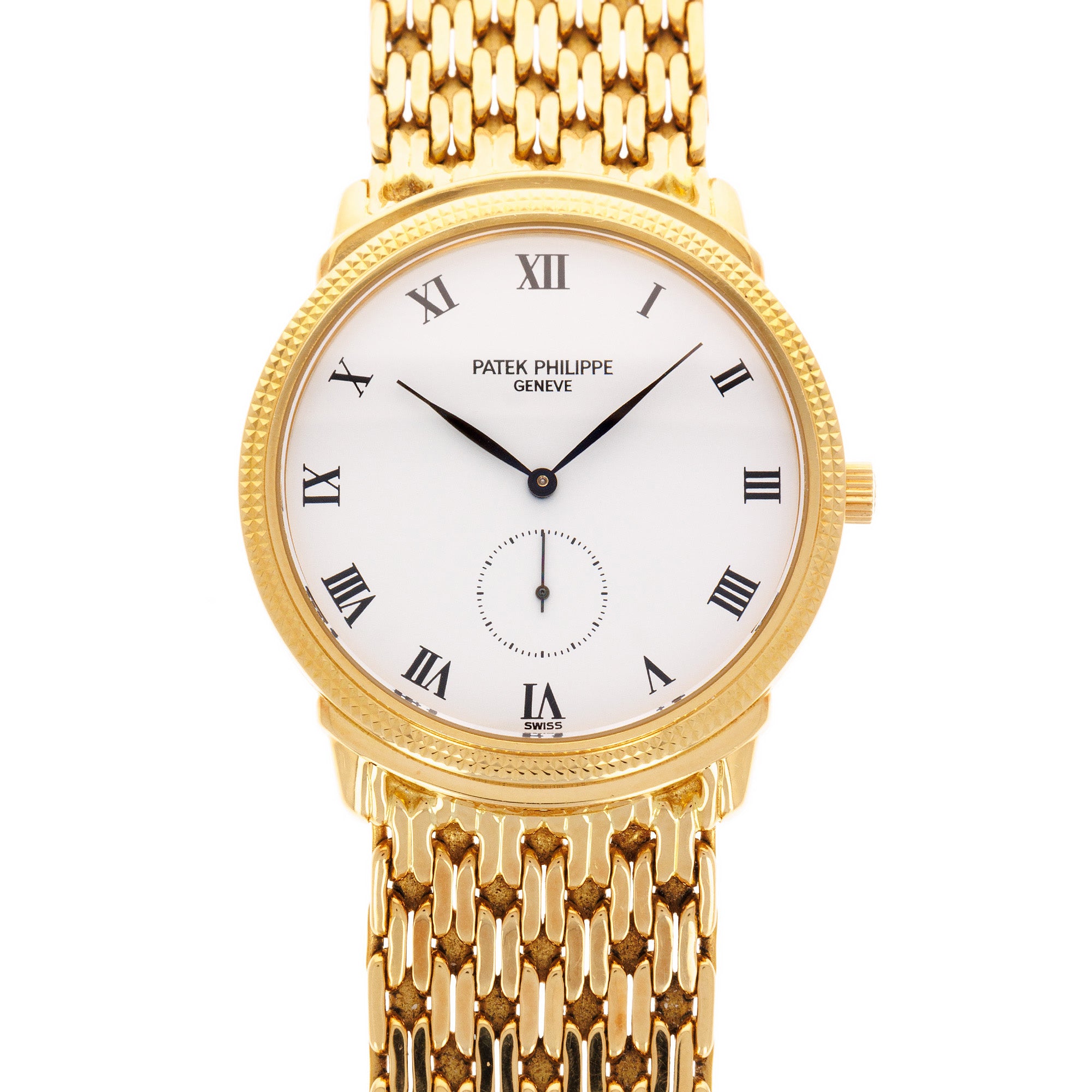 Patek Philippe Yellow Gold Calatrava Ref. 3919 on Rare Chain Link Bracelet