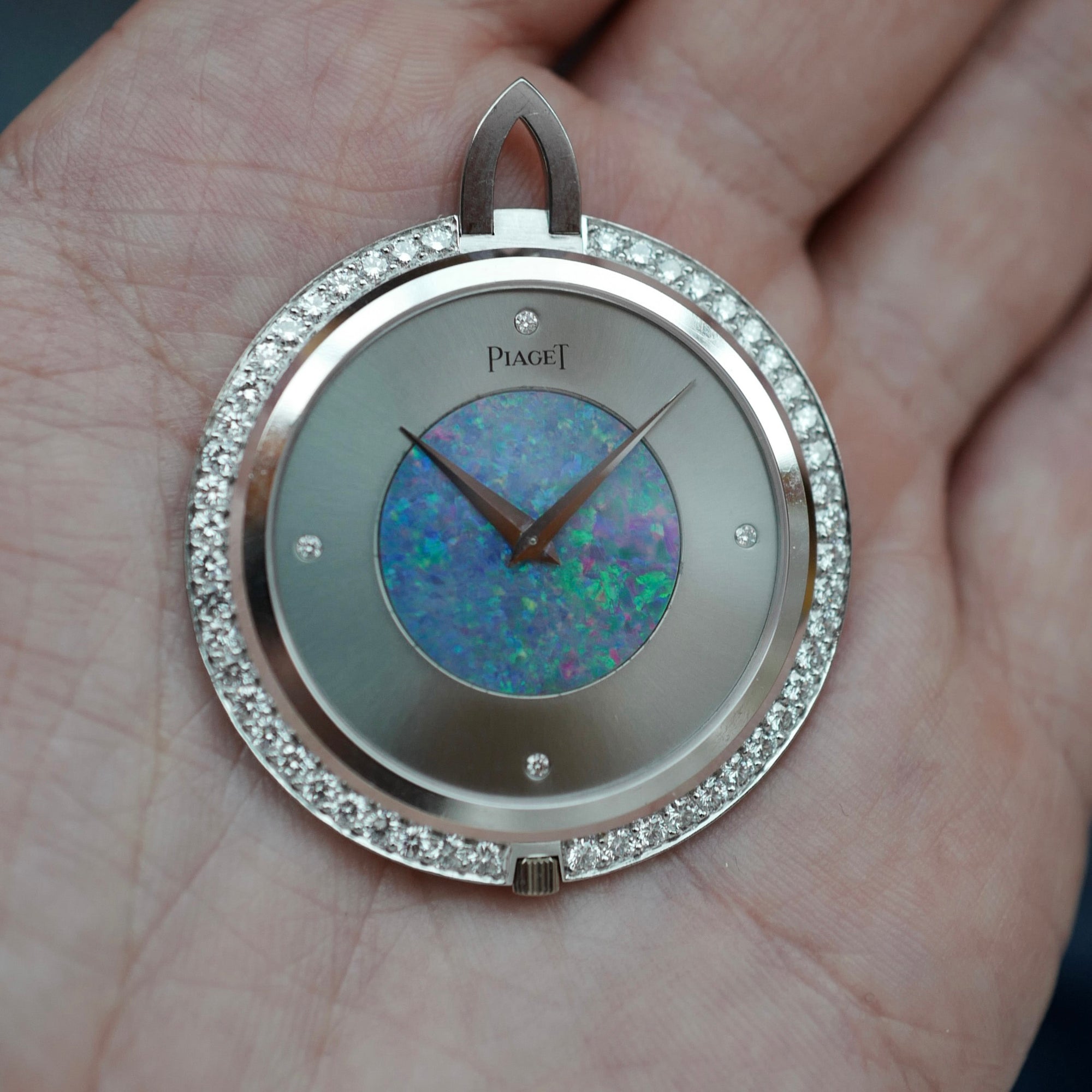 Piaget White Gold and Opal Pendant Watch