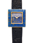 Gucci Yellow Gold and Lapis Square Watch