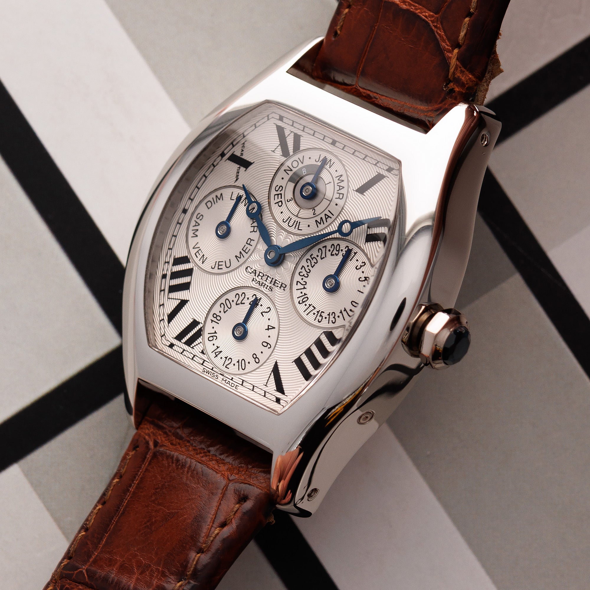 Cartier Platinum Tortue Perpetual Calendar CPCP Watch Ref. 2646