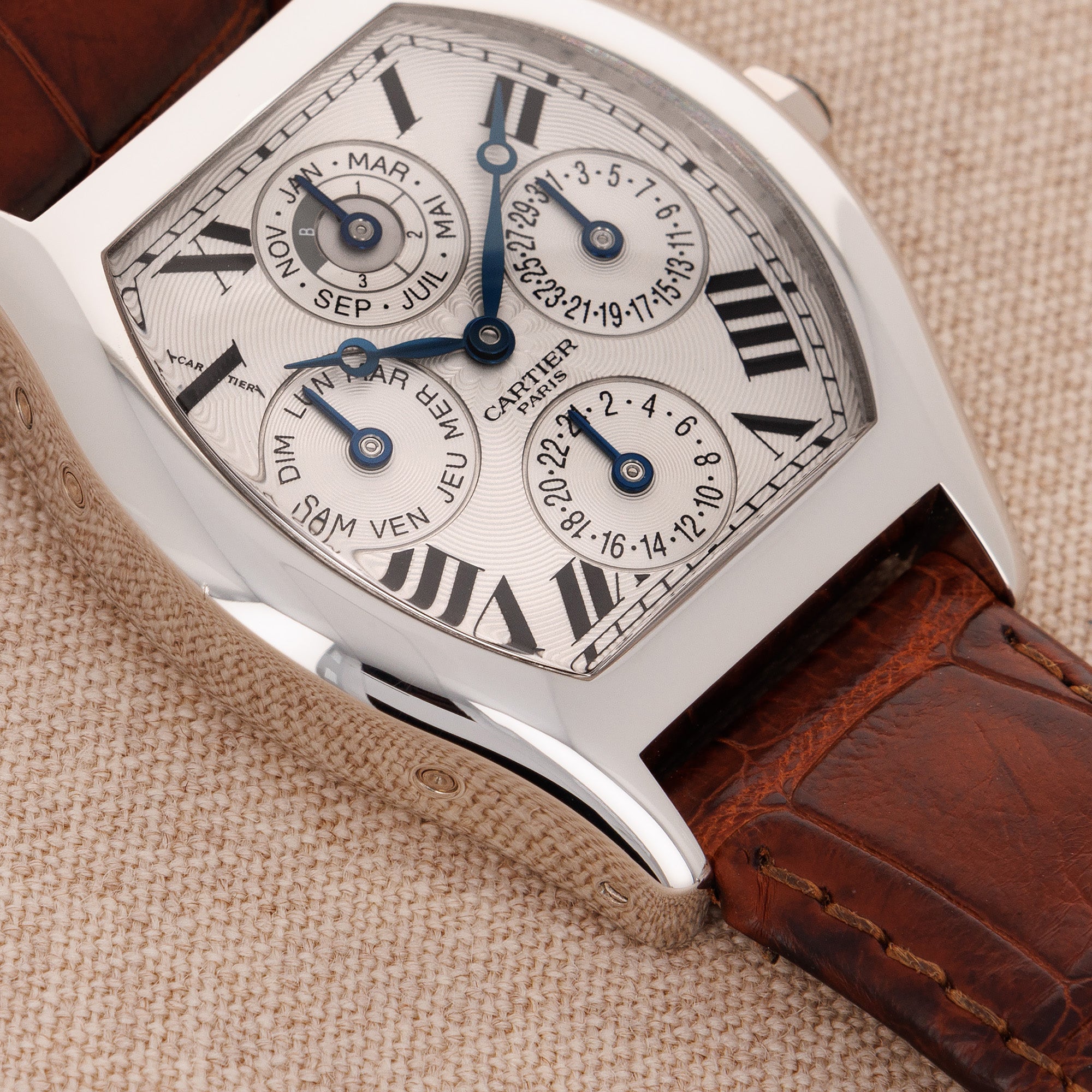 Cartier - Cartier Platinum Tortue Perpetual Calendar Watch Ref. 2646 - The Keystone Watches