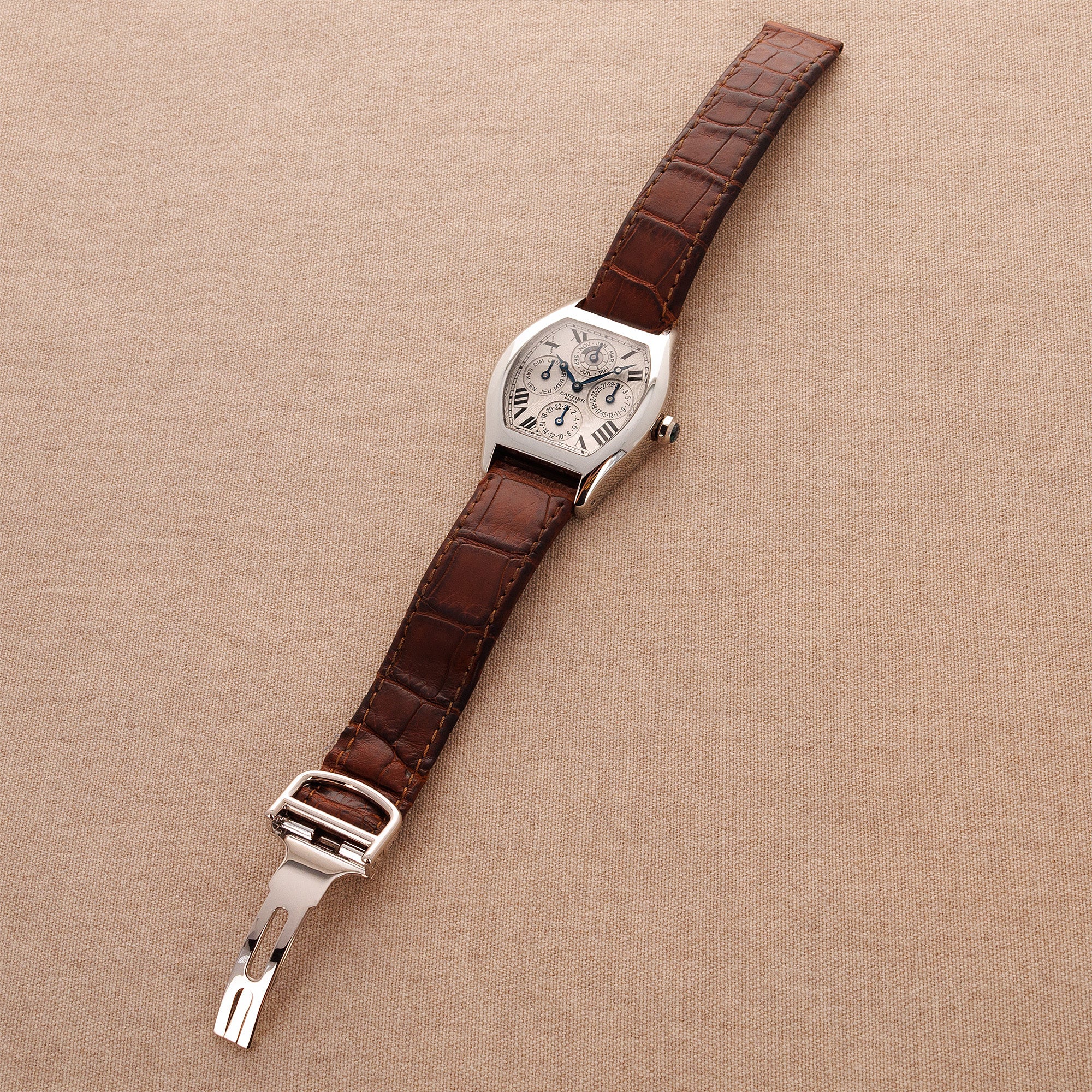 Cartier Platinum Tortue Perpetual Calendar CPCP Watch Ref. 2646