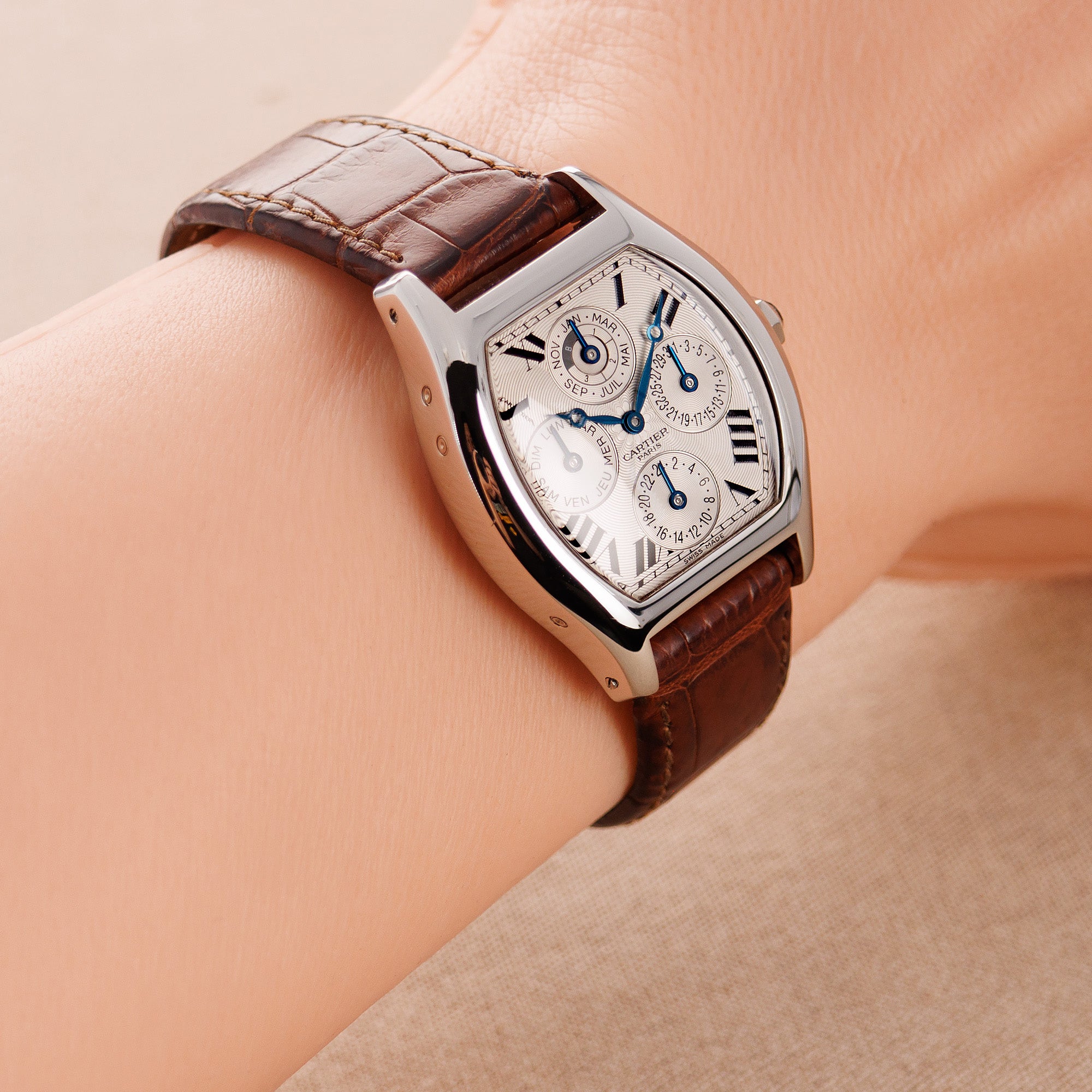 Cartier Platinum Tortue Perpetual Calendar CPCP Watch Ref. 2646
