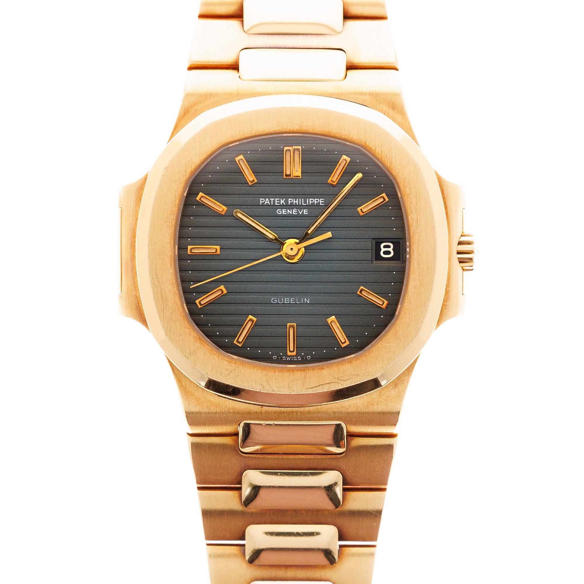 Patek Philippe Yellow Gold Nautilus Watch Ref. 3800 retailed by Gubelin in Top Condition