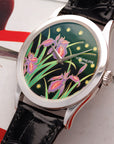 Patek Philippe Platinum Handcraft Watch Ref. 5077 with Enamel Iris and Night Fireflies