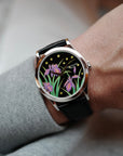 Patek Philippe Platinum Handcraft Watch Ref. 5077 with Enamel Iris and Night Fireflies