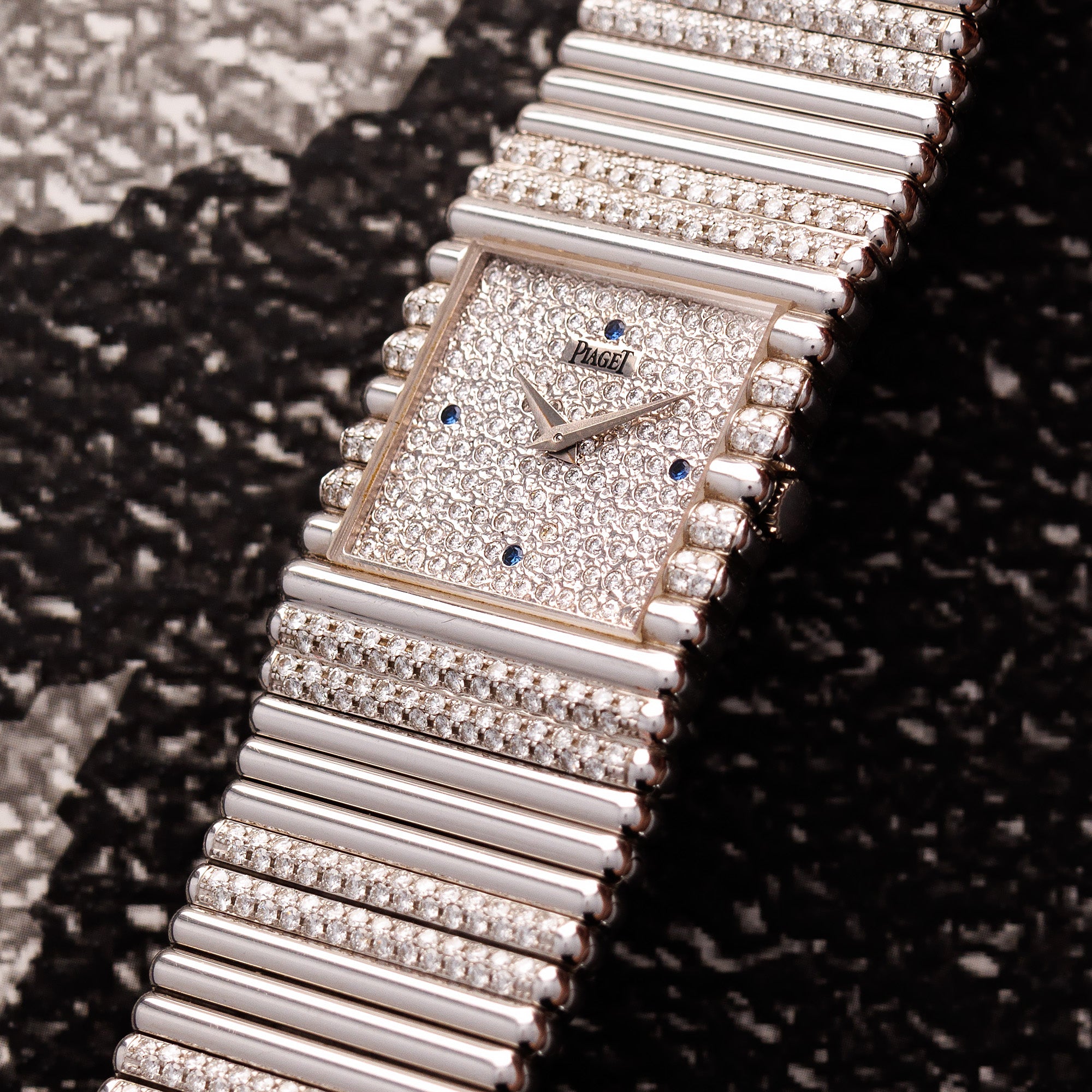 Piaget White Gold Emperador with Pave and Sapphire Dial Ref. 9131C