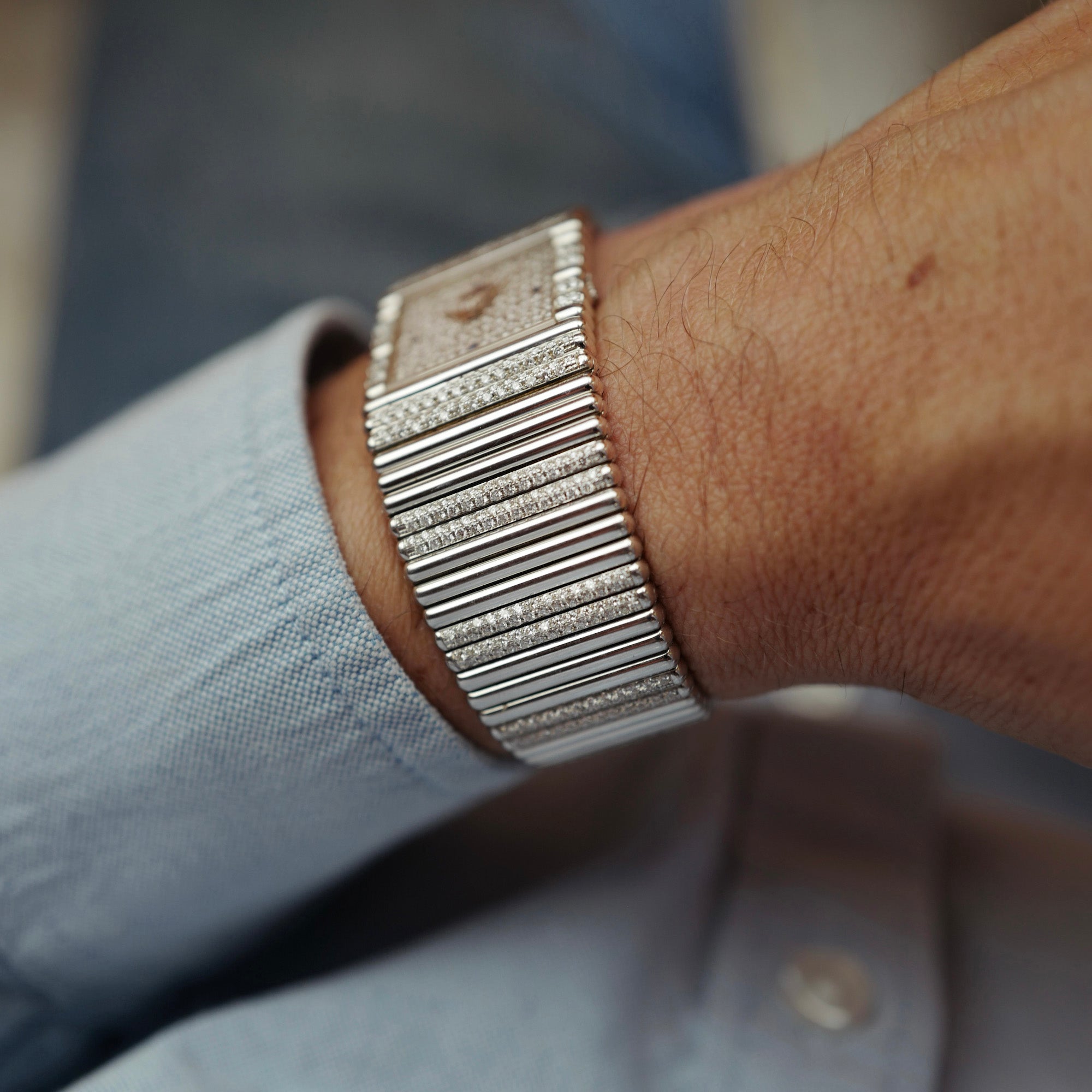 Piaget White Gold Emperador with Pave and Sapphire Dial Ref. 9131C