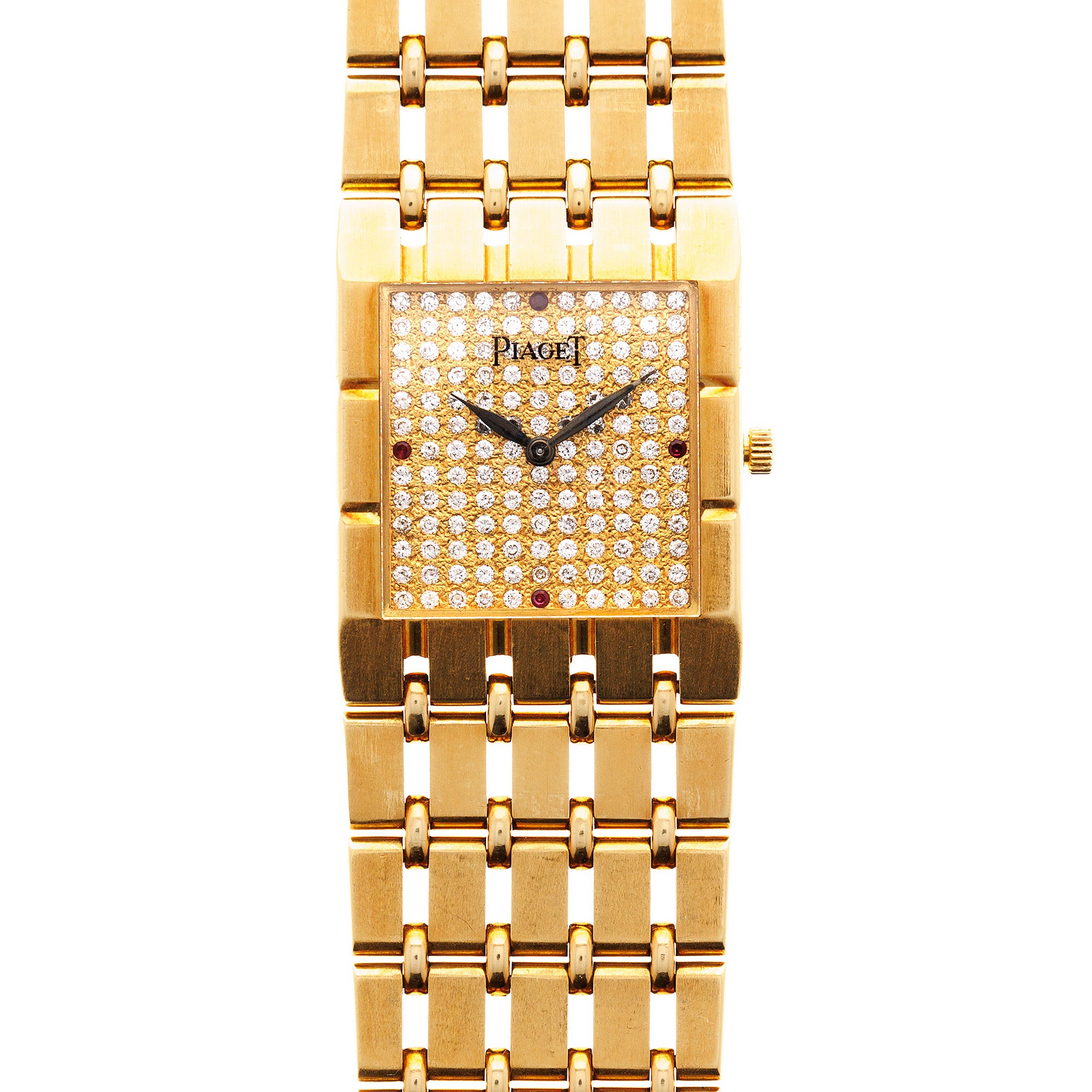 Piaget Yellow Gold Dancer Watch Ref. 9131 with Pave with Ruby Markers