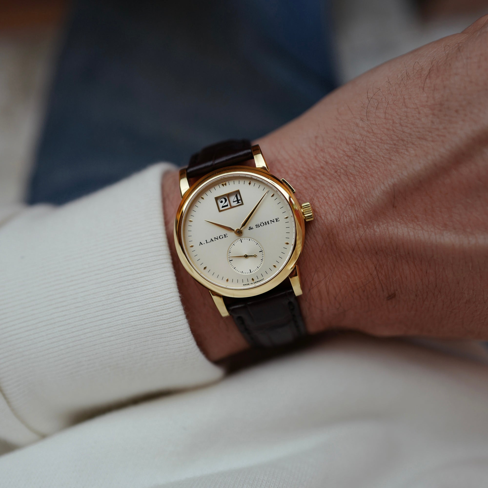 A. Lange & Sohne Yellow Gold Saxonia 1st Series Solid Back Watch Ref. 102.001