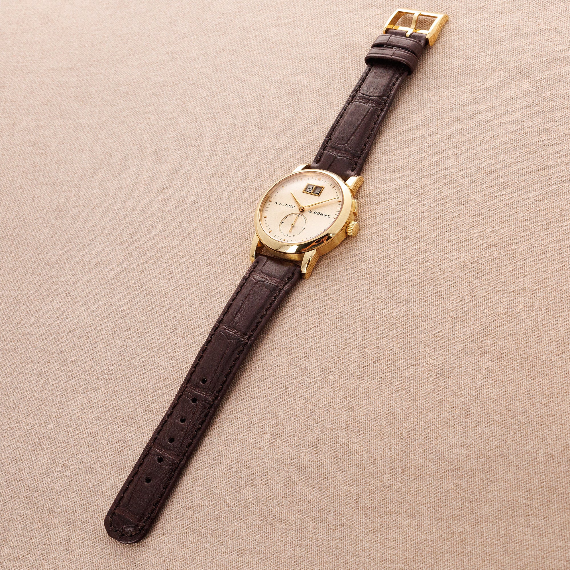 A. Lange & Sohne Yellow Gold Saxonia 1st Series Solid Back Watch Ref. 102.001