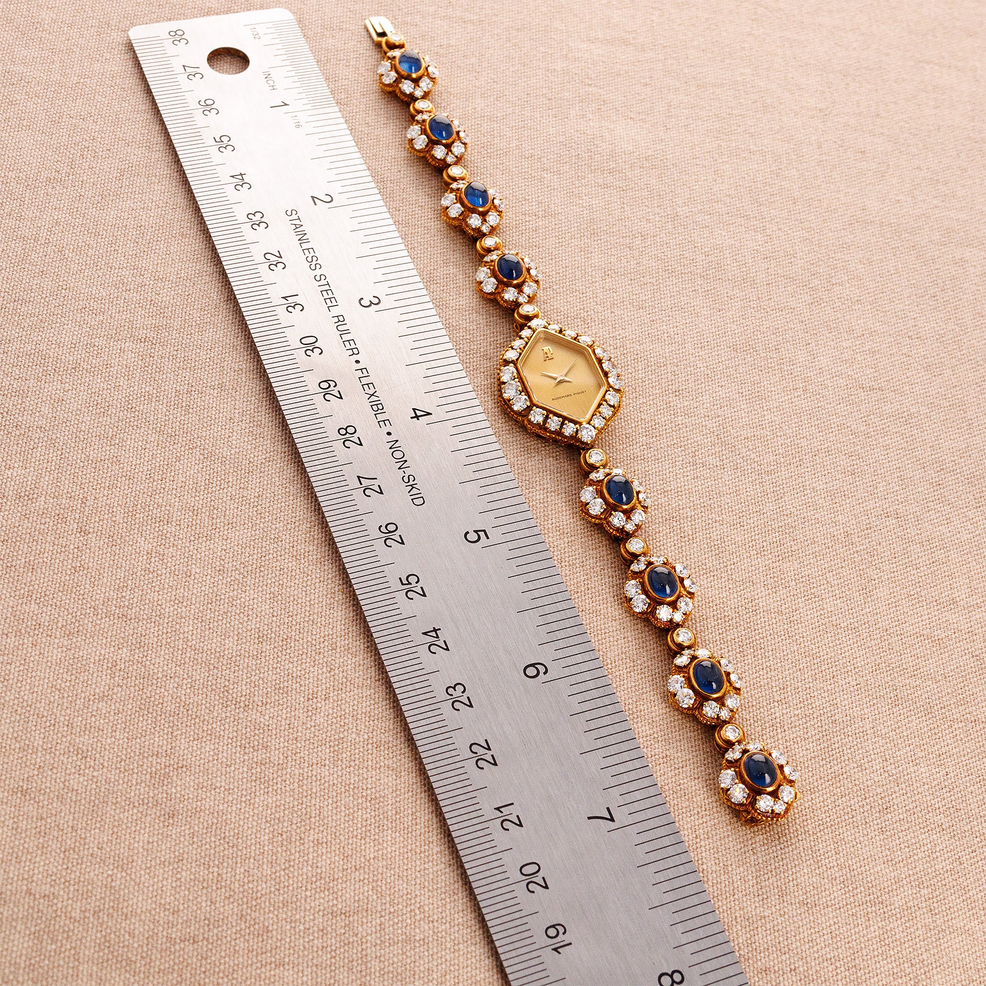 Audemars Piguet Yellow Gold Diamond and Sapphire Bracelet Watch