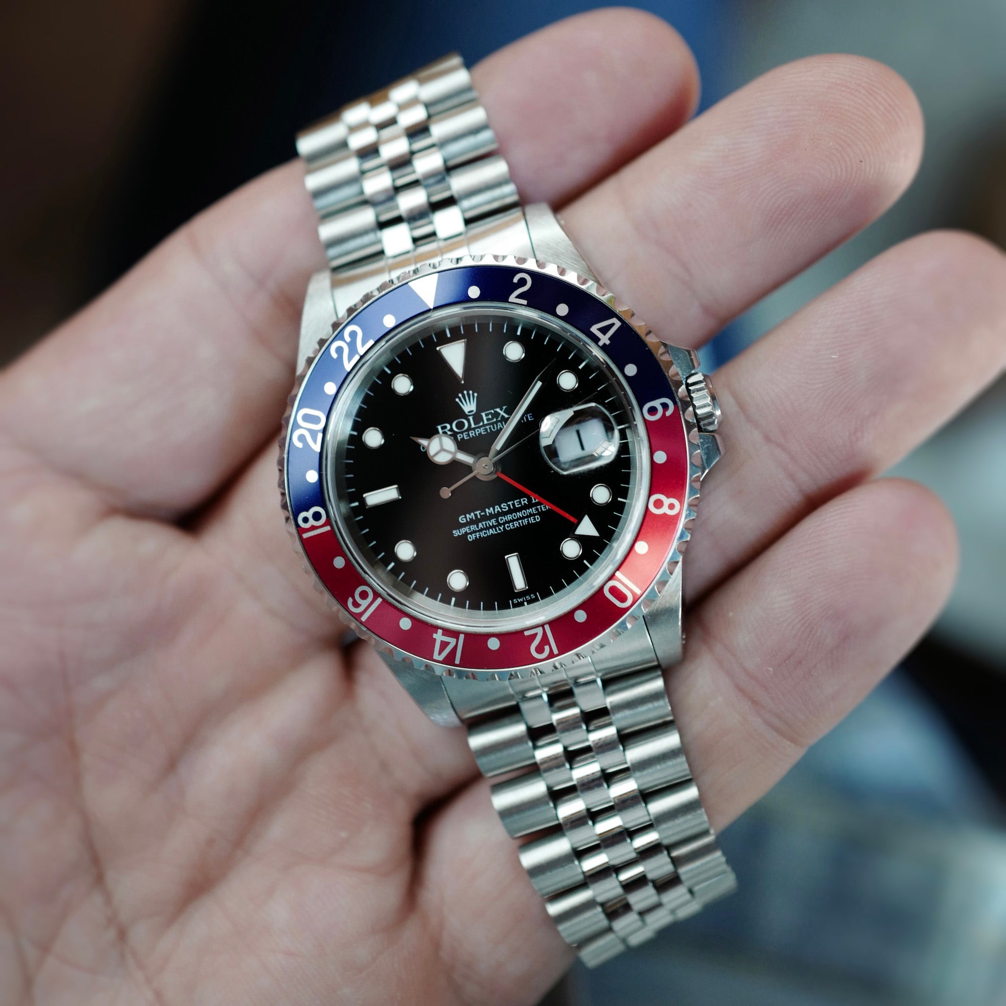 Rolex Gmt Master 16710 On Wrist Wrist Rolex Pepsi Cola Rolex Steel