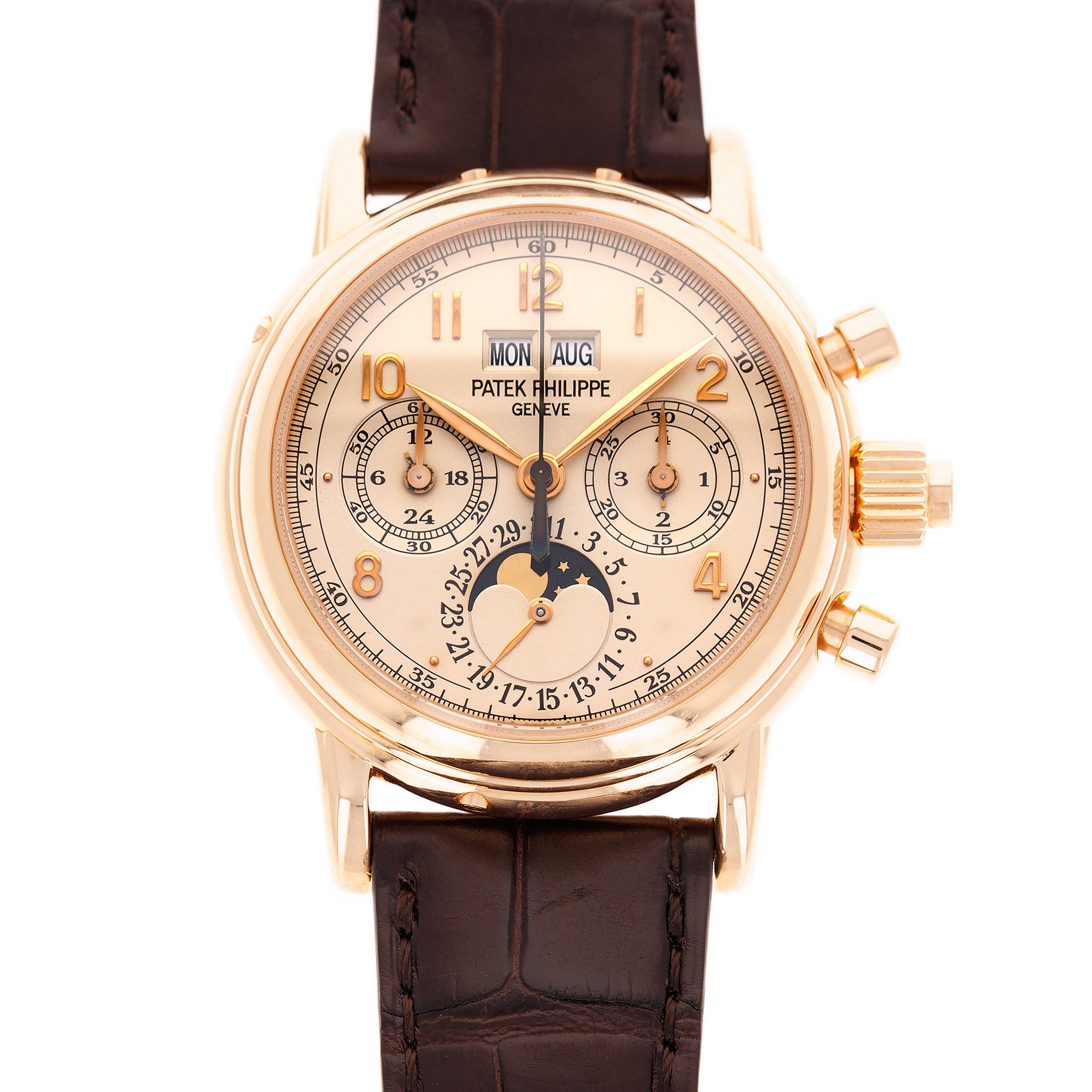Patek Philippe Rose Gold Split Seconds Perpetual Calendar Watch Ref. 5004
