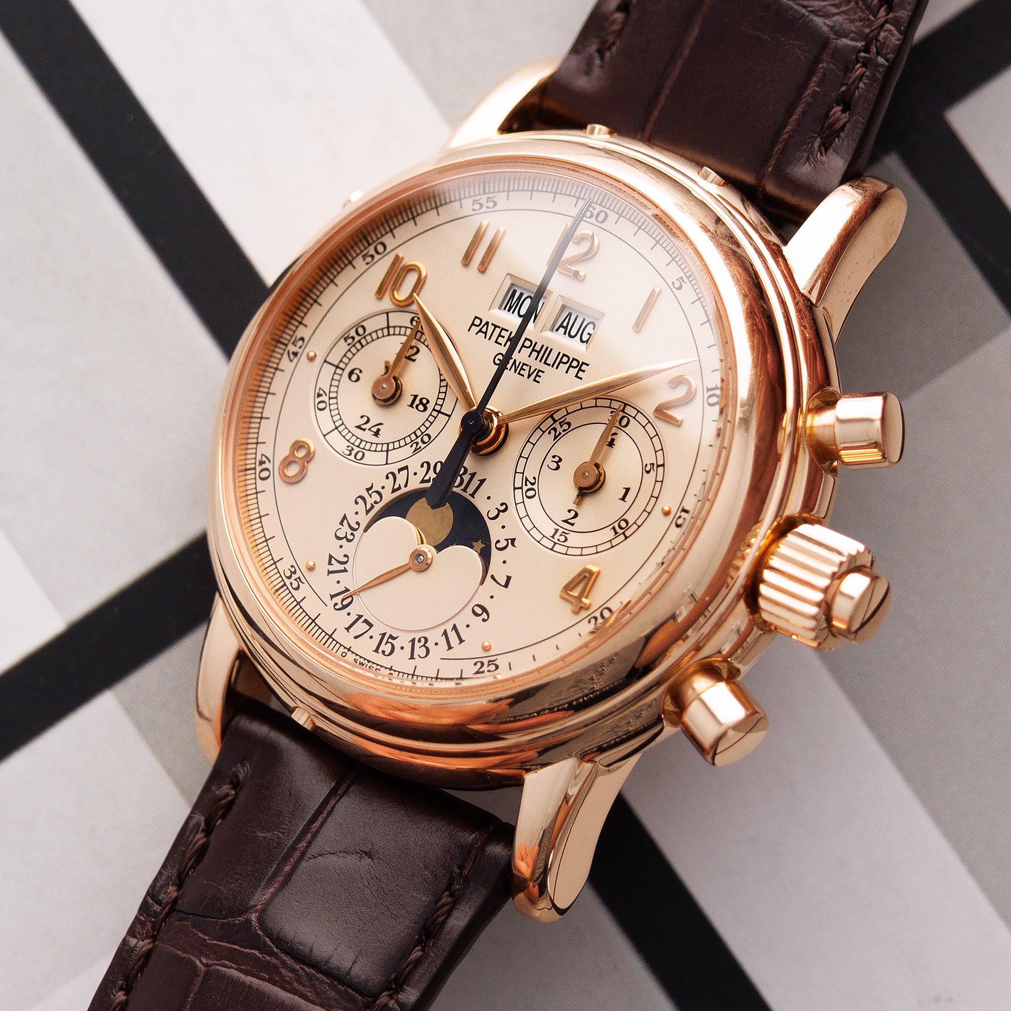 Patek Philippe Rose Gold Split Seconds Perpetual Calendar Watch Ref. 5004