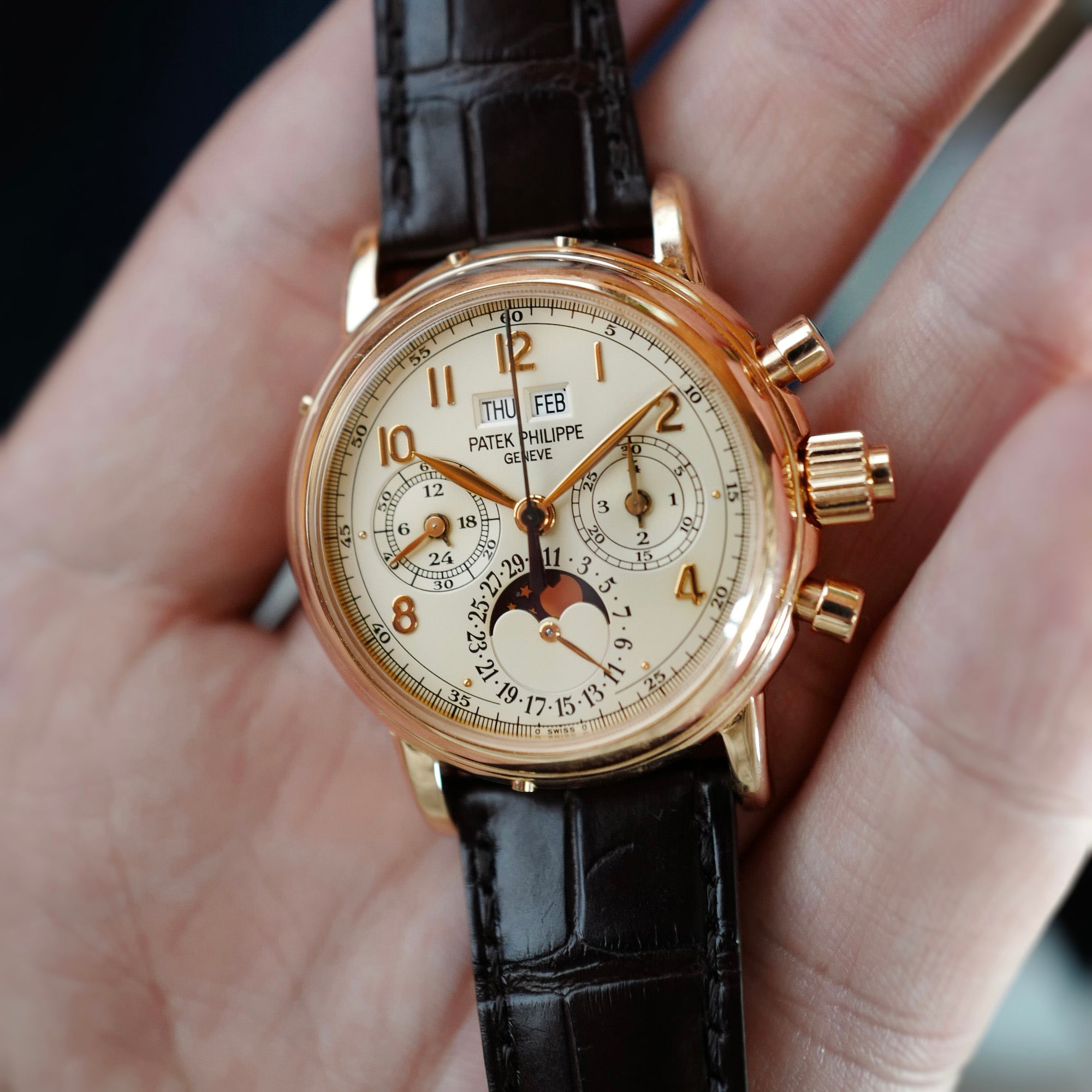 Patek Philippe Rose Gold Split Seconds Perpetual Calendar Watch Ref. 5004