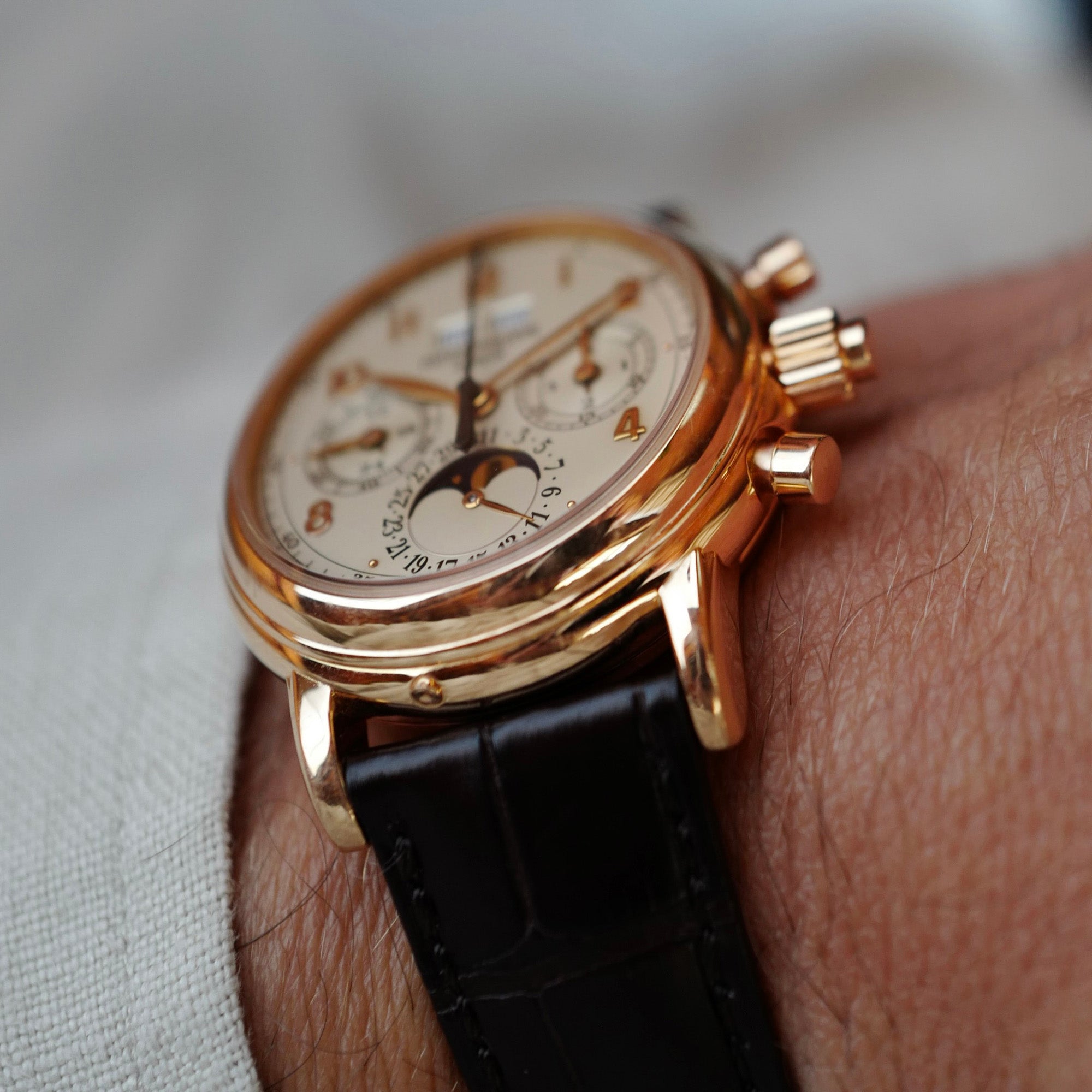 Patek Philippe Rose Gold Split Seconds Perpetual Calendar Watch Ref. 5004