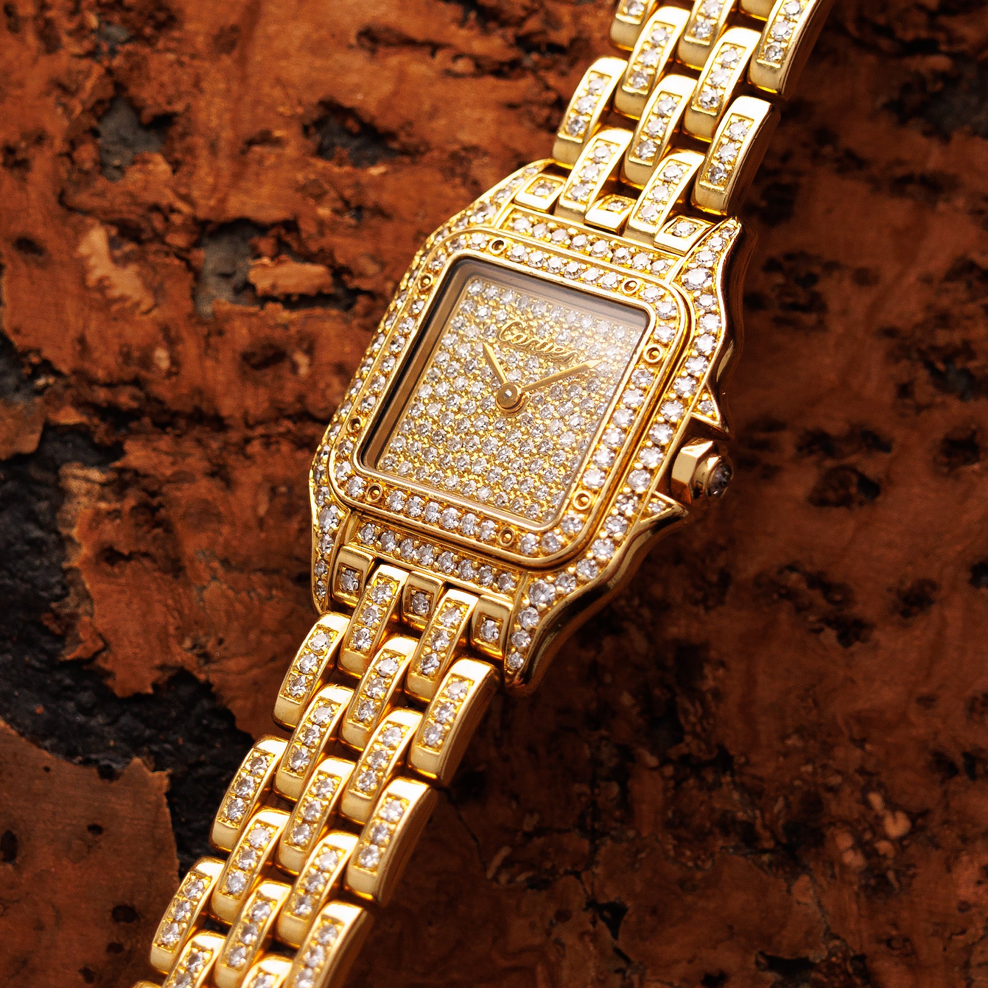 Cartier Yellow Gold Panthere Diamond Watch WF3078FF