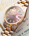 Rolex Tridor Day-Date Ref. 18239 with Mother of Pearl and Baguette Diamond Dial