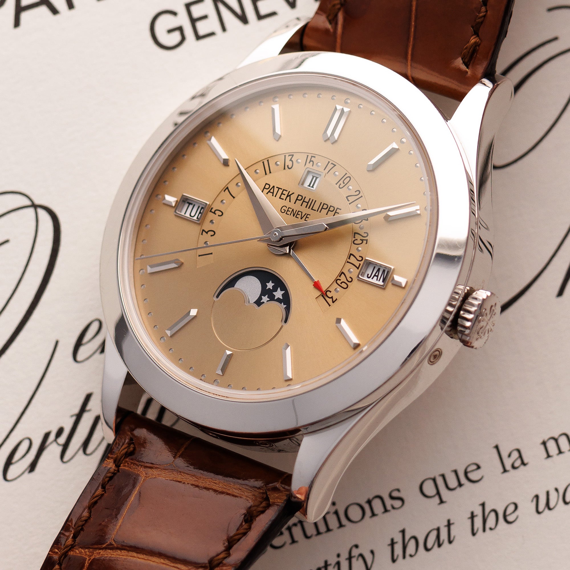 Patek Philippe - Patek Philippe Platinum Perpetual Calendar Ref. 5496 with Box and Papers - The Keystone Watches