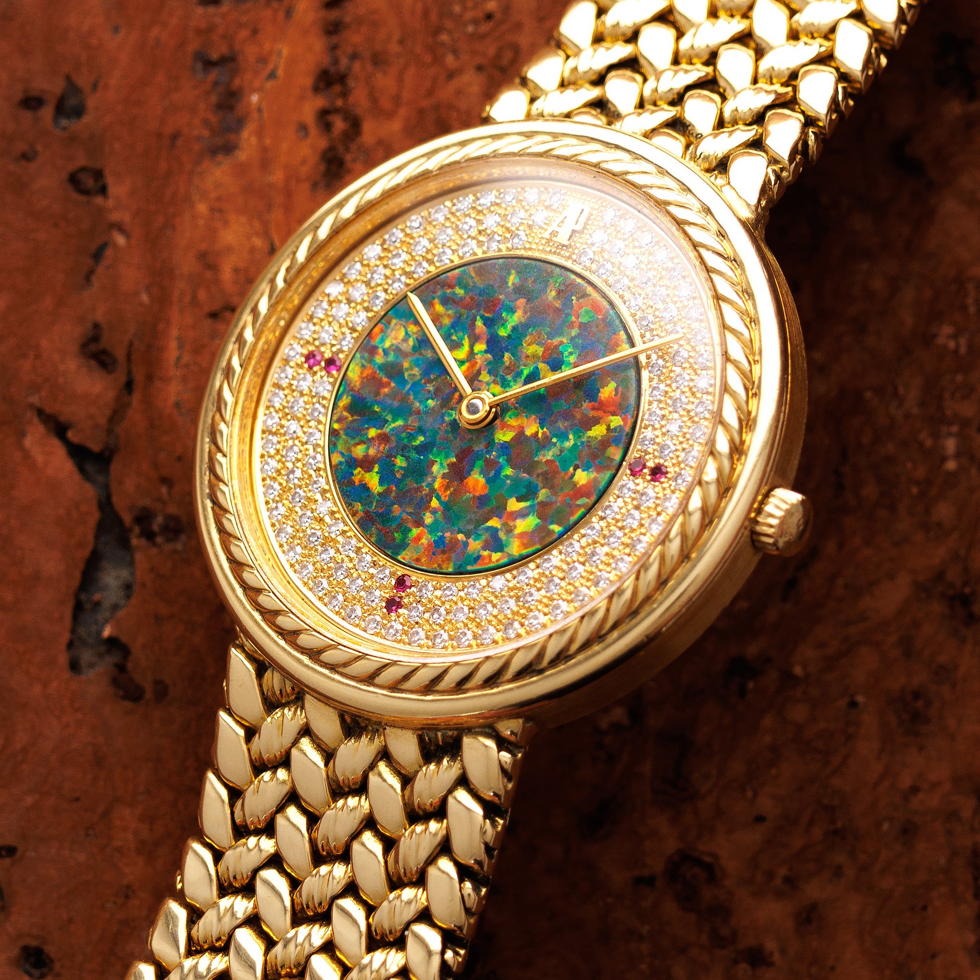 Audemars Piguet Yellow Gold Vintage Opal and Pave Watch