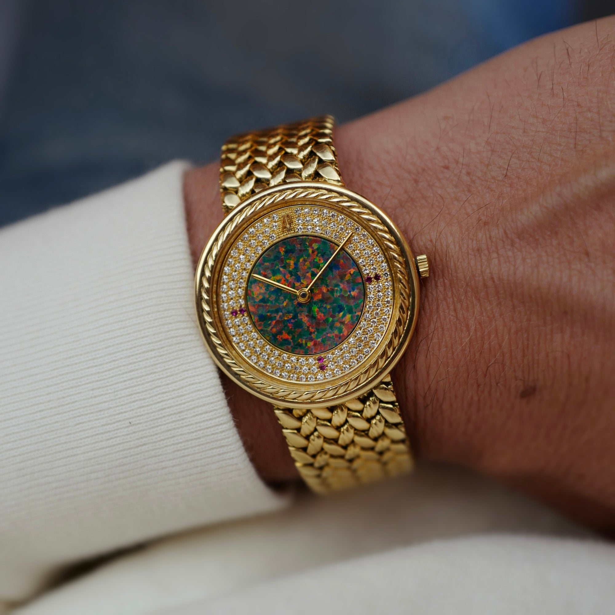 Audemars Piguet Yellow Gold Vintage Opal and Pave Watch