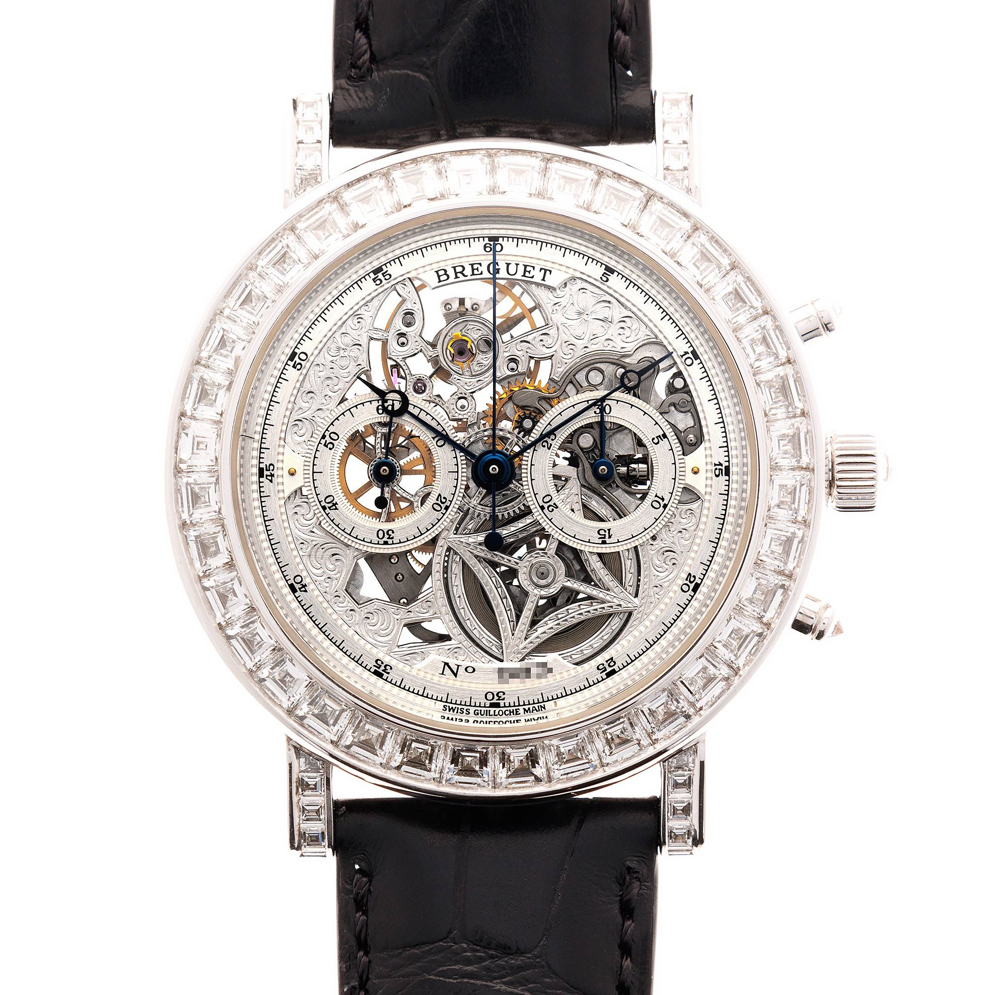 Breguet White Gold Chronograph Skeleton Diamond Watch Ref. 5238