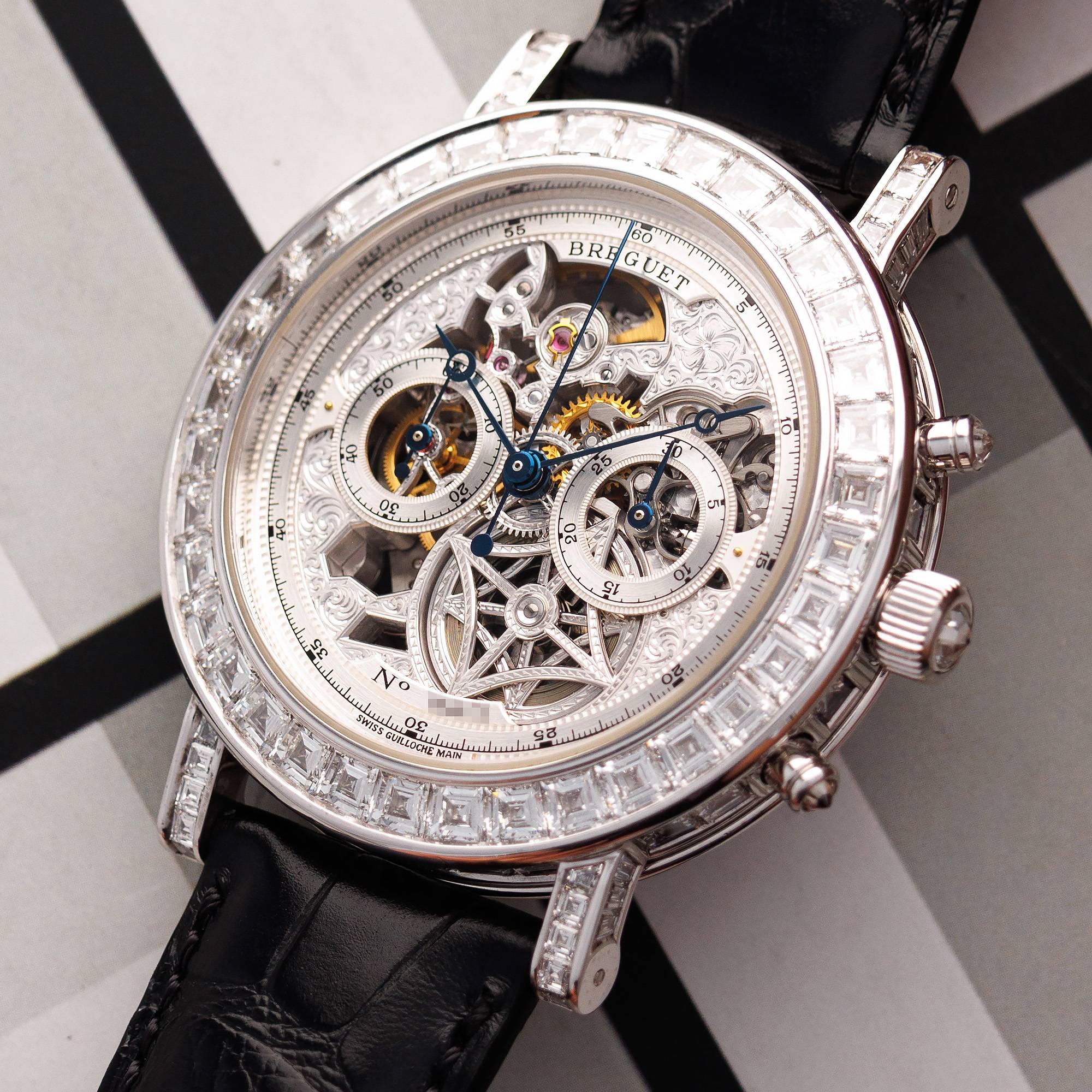 Breguet White Gold Chronograph Skeleton Diamond Watch Ref. 5238